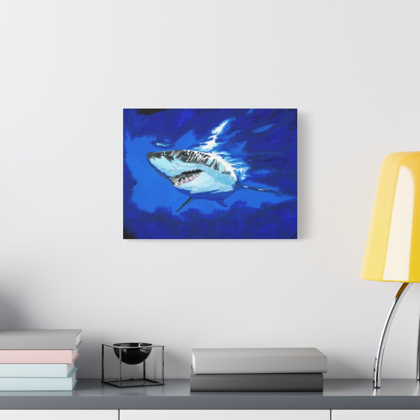 Great White Shark Canvas Art – Original Hand-Painted