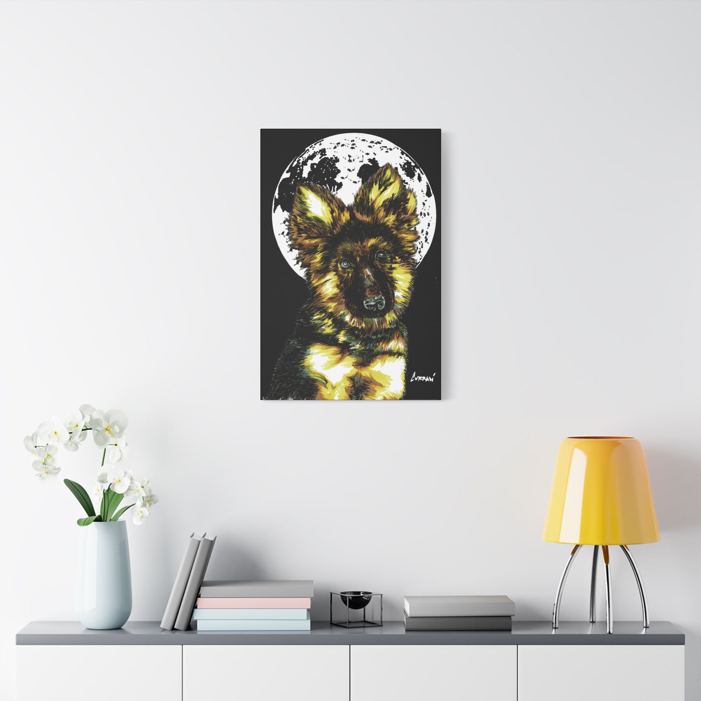 German Shepherd Puppy Print, Hand-Drawn Dog Art,