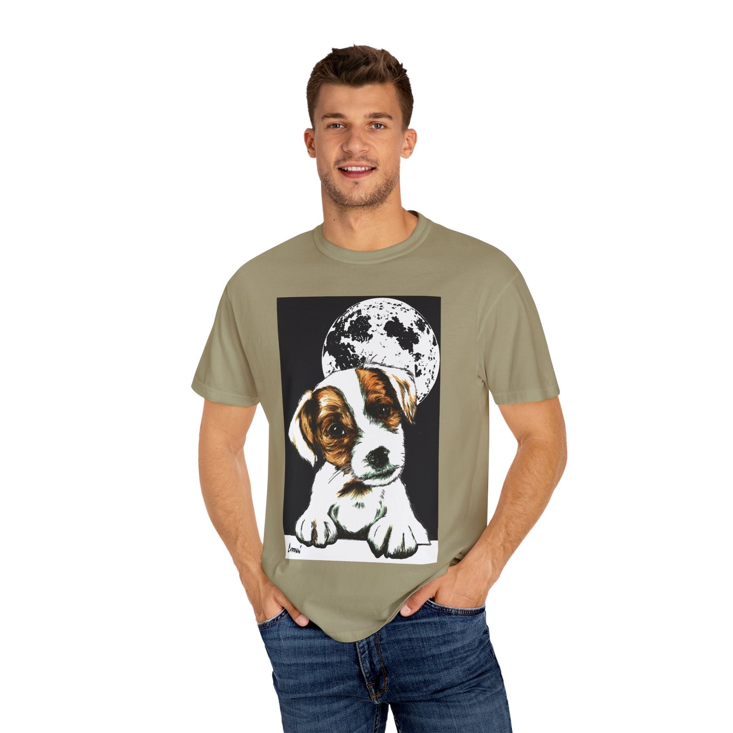 Moonlit Beagle Puppy Unisex Garment-Dyed T-shirt – Perfect for Animal Lovers