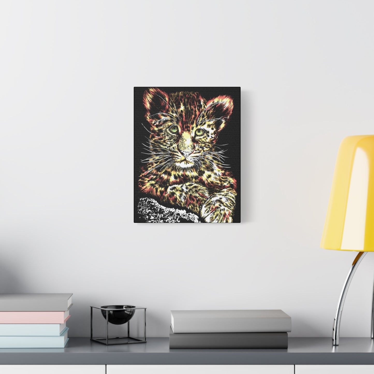 Leopard Cub Wall Art Print of the Original, hand drawn wall art of a Leopard Cub