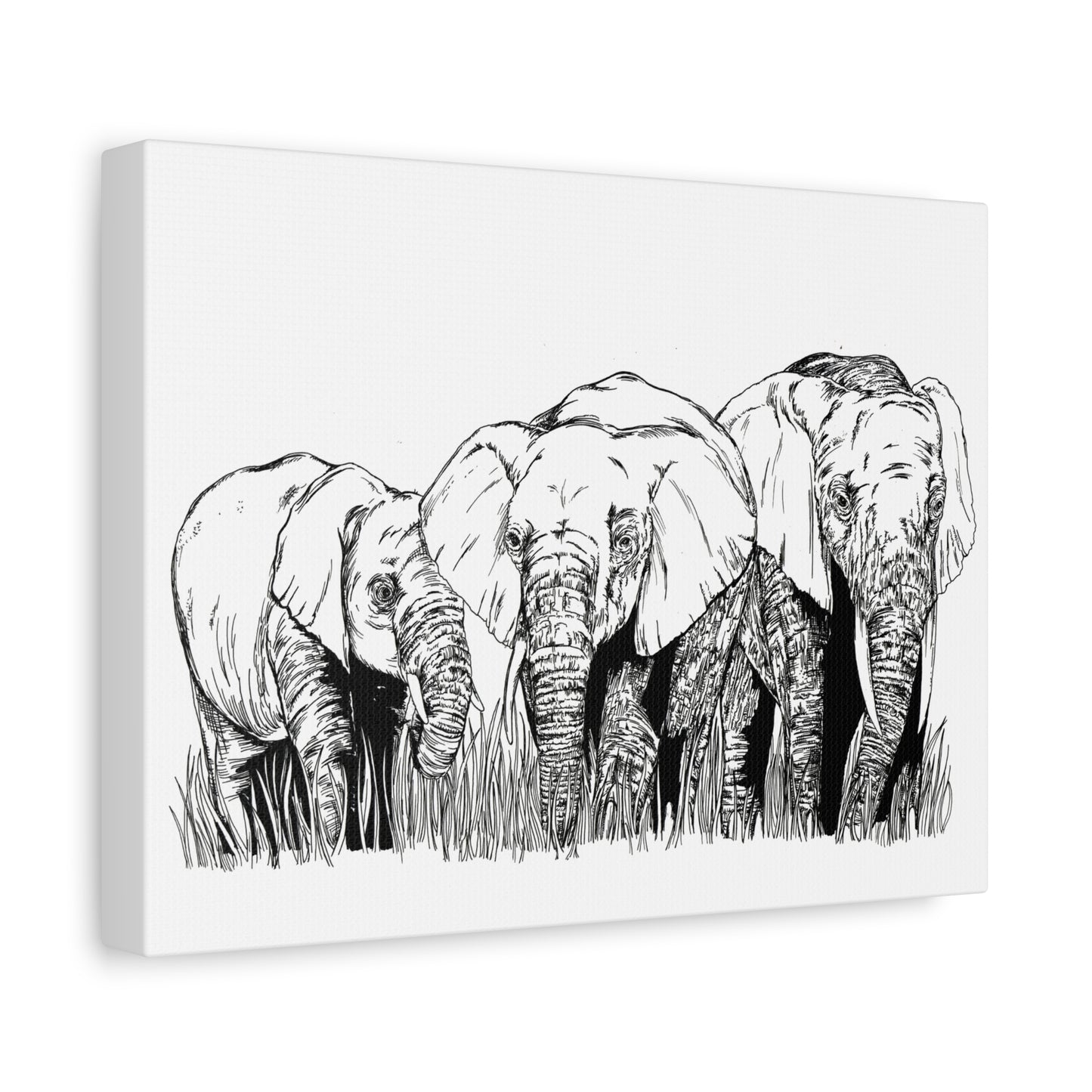 Elephant Family Art – Original Hand-Drawn Unique,