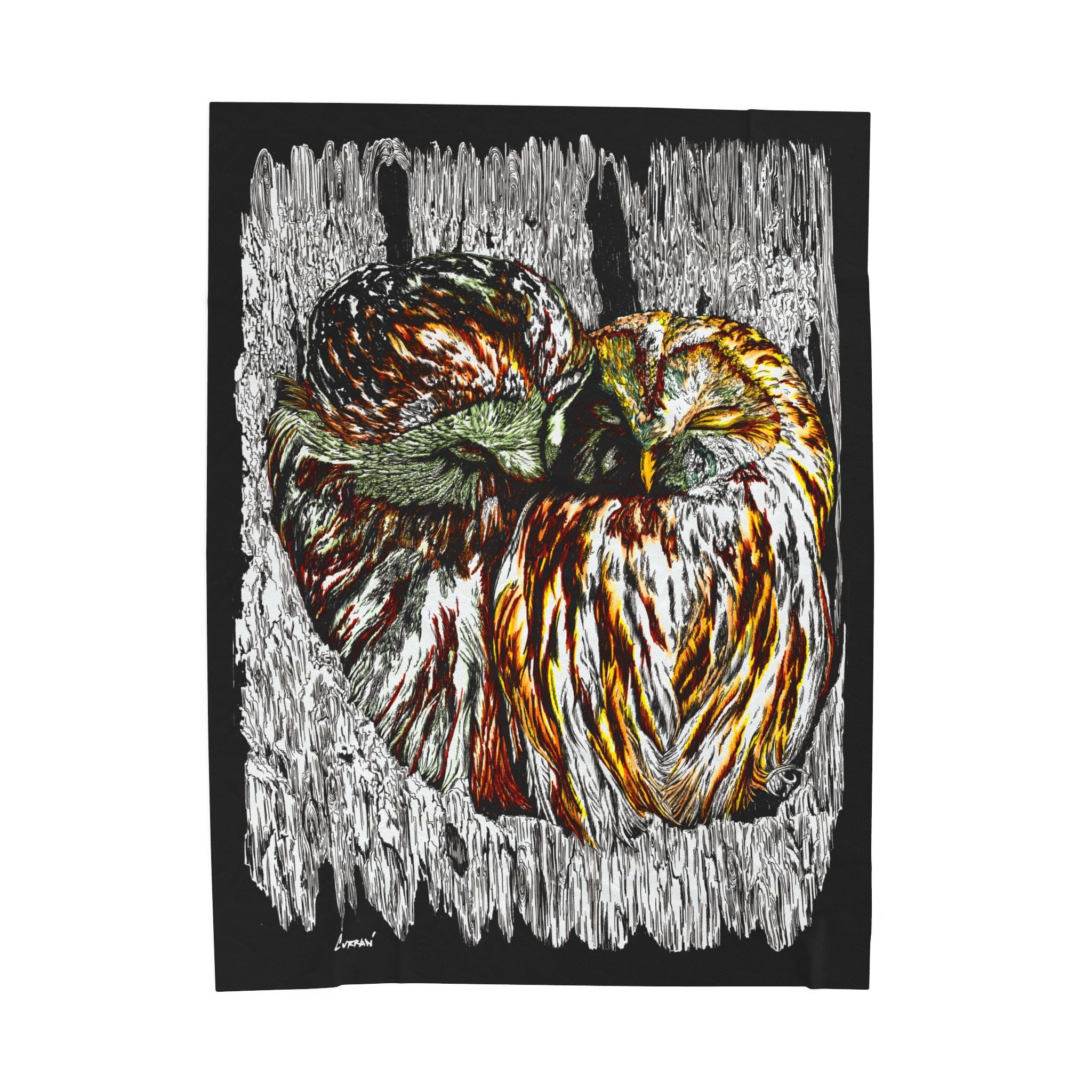 Cozy Owl Velveteen Plush Blanket with Artistic Design