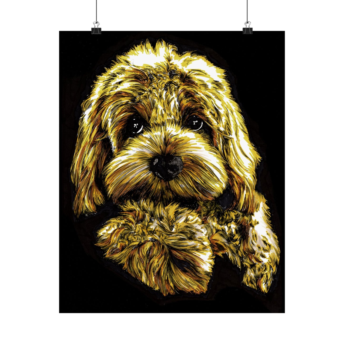Golden Dog Art Satin Poster - Home Decor for Pet Lovers