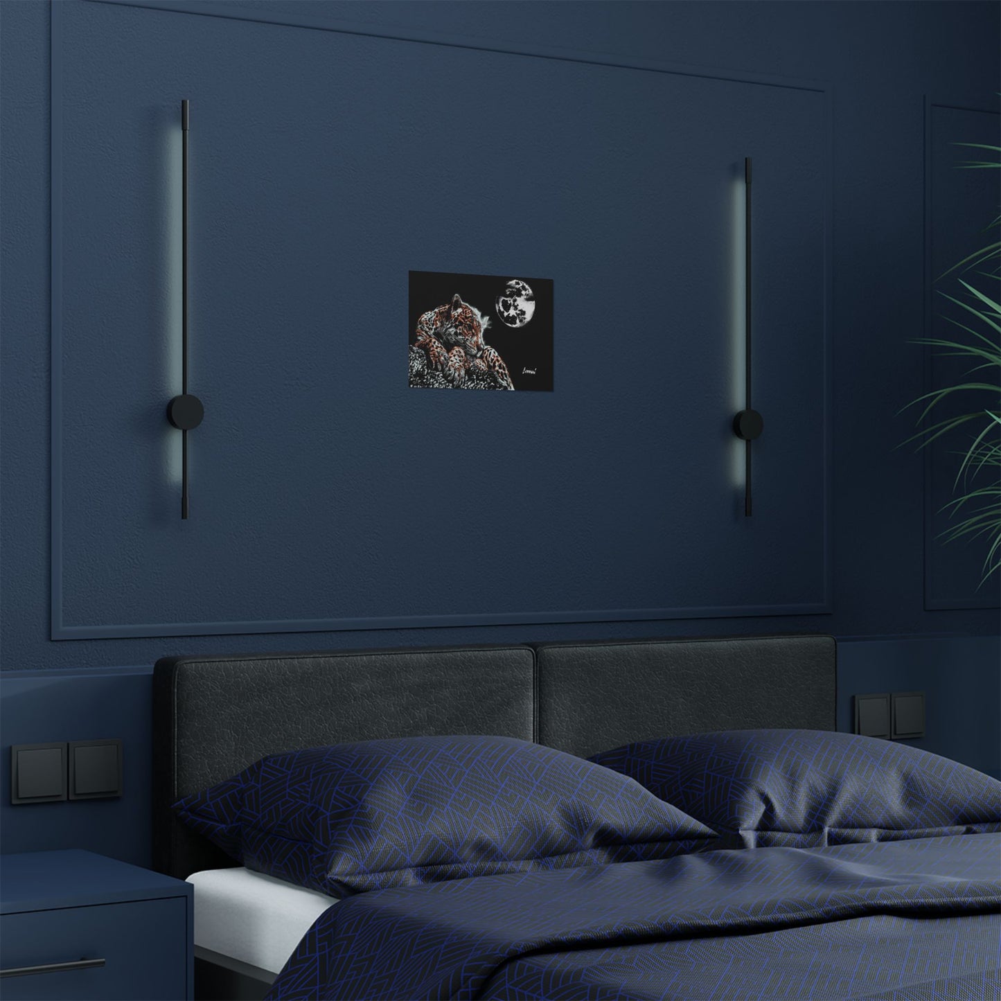 Majestic Leopard Satin Poster (300gsm) - Moonlit Wildlife Art