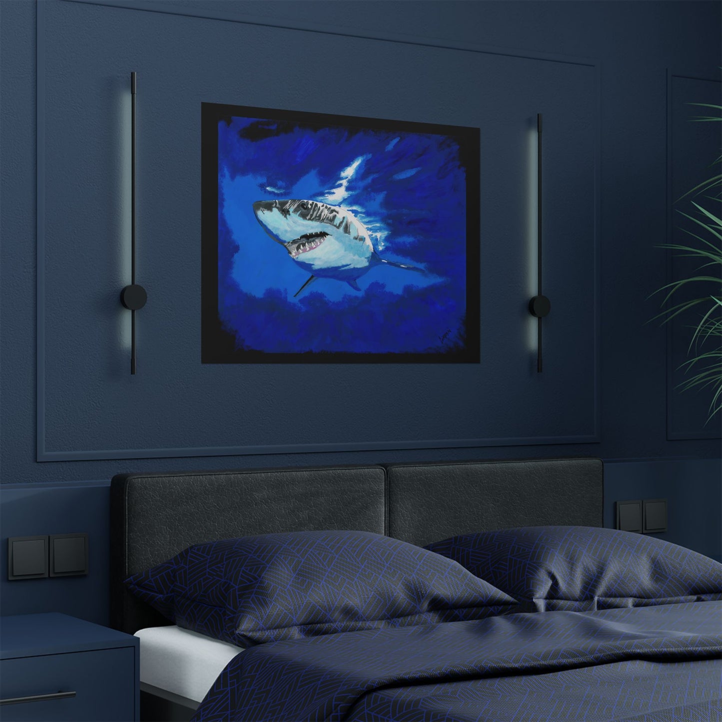 Ocean Adventure Shark Satin Poster (300gsm) - Vibrant Wall Art for Marine Life Lovers