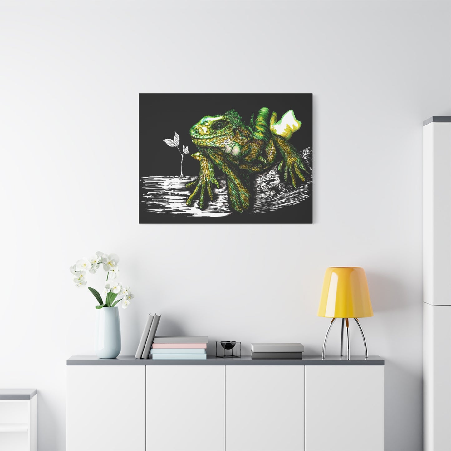 Iguana Print, Hand-Drawn Reptile Art, Lizard Wall Decor