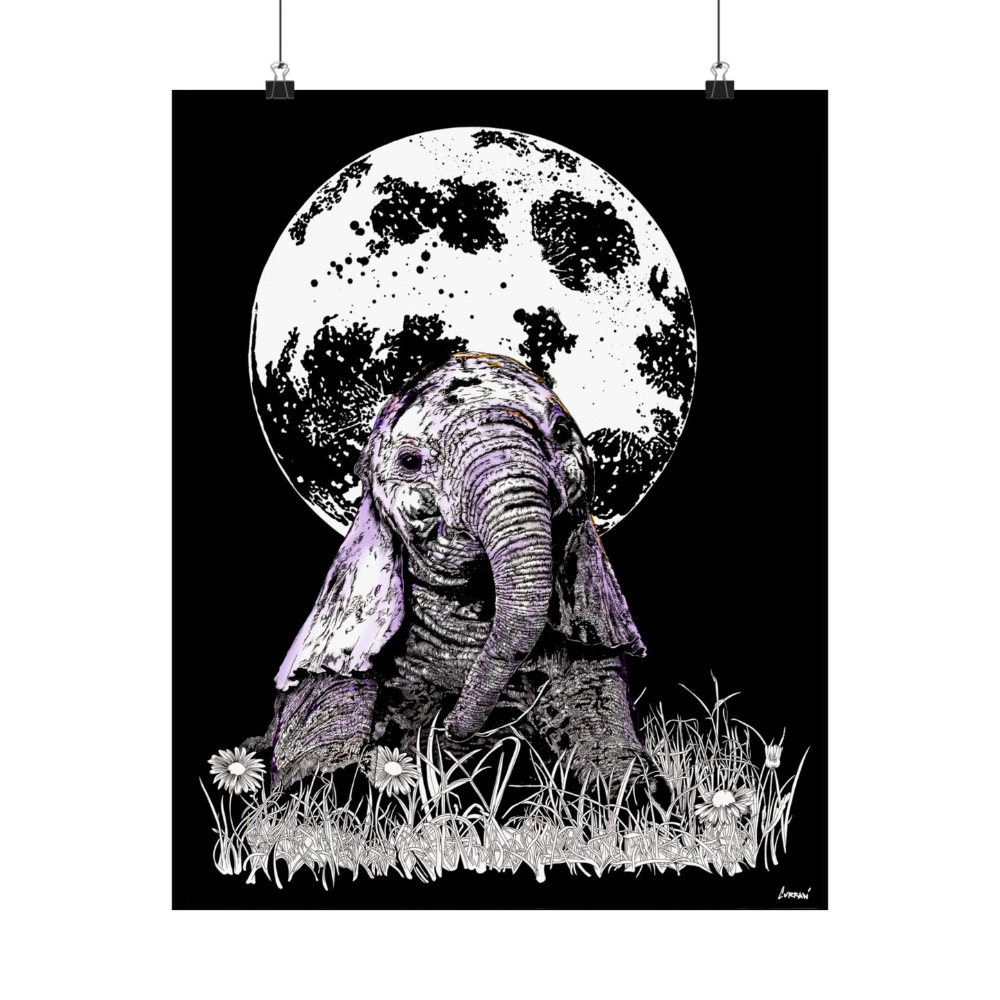 Baby Elephant Satin Poster | Art Print for Nursery Decor