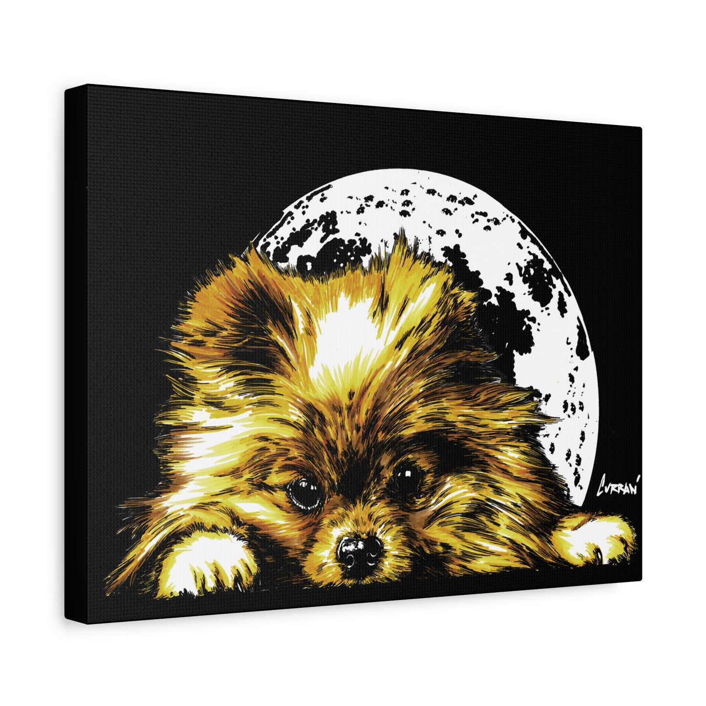 Pomeranian Moon Canvas Art Print- Dog Lover's Decor, 1.25" Stretched Print