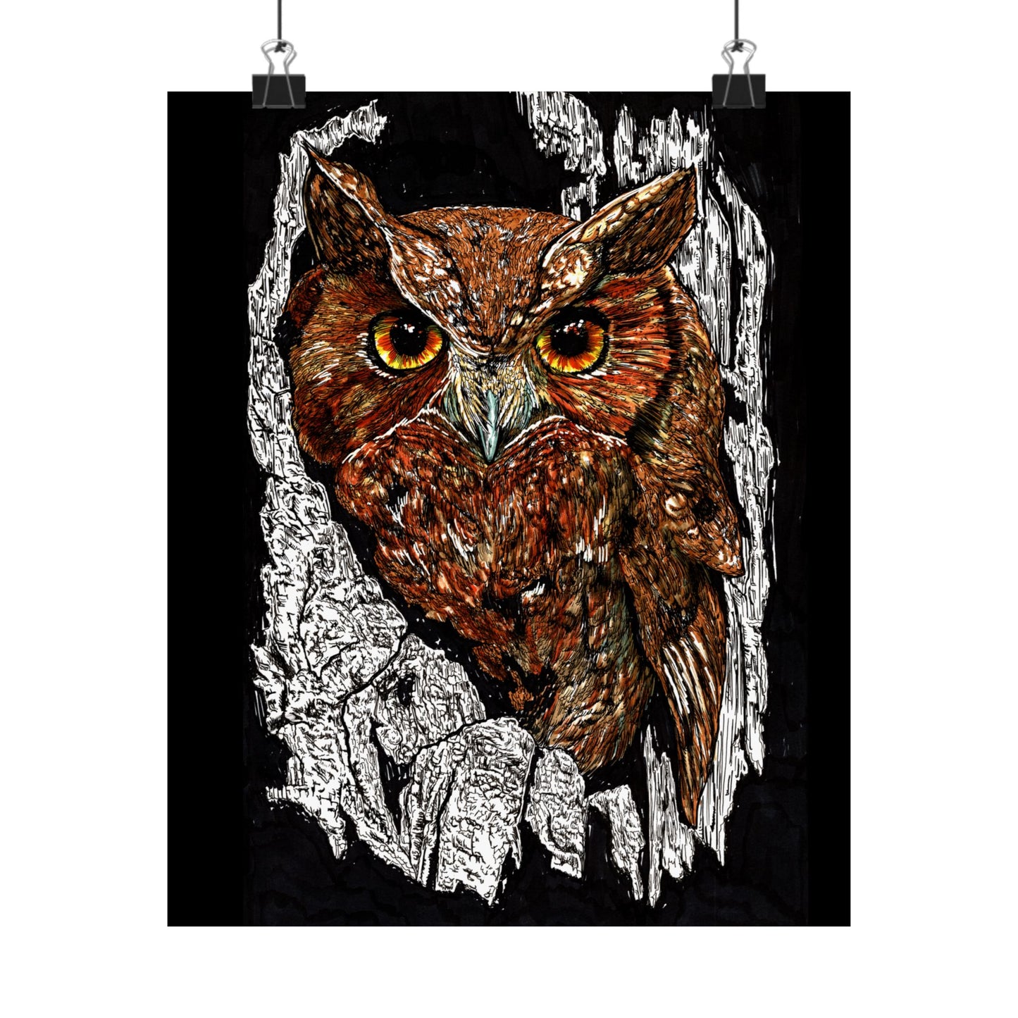 Majestic Owl Satin Poster | Home Décor Art Print | Nature Lover Gift