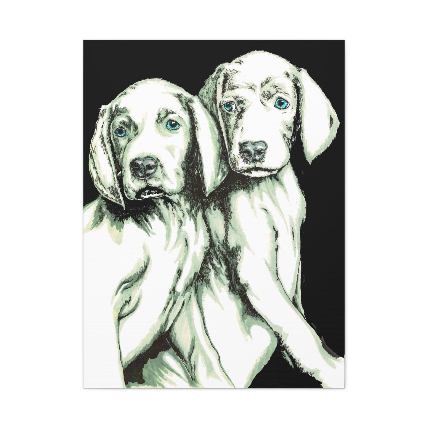 Two Puppies Art Canvas Print - Stretched Wall Decor