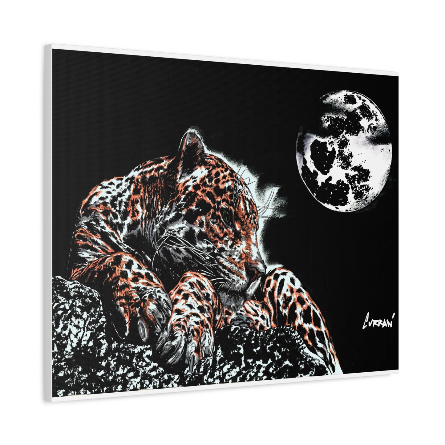 Leopard Canvas Art – Original Hand-Drawn Realistic Big Cat Wall Decor printed on Matte Canvas, Stretched, 1.25"