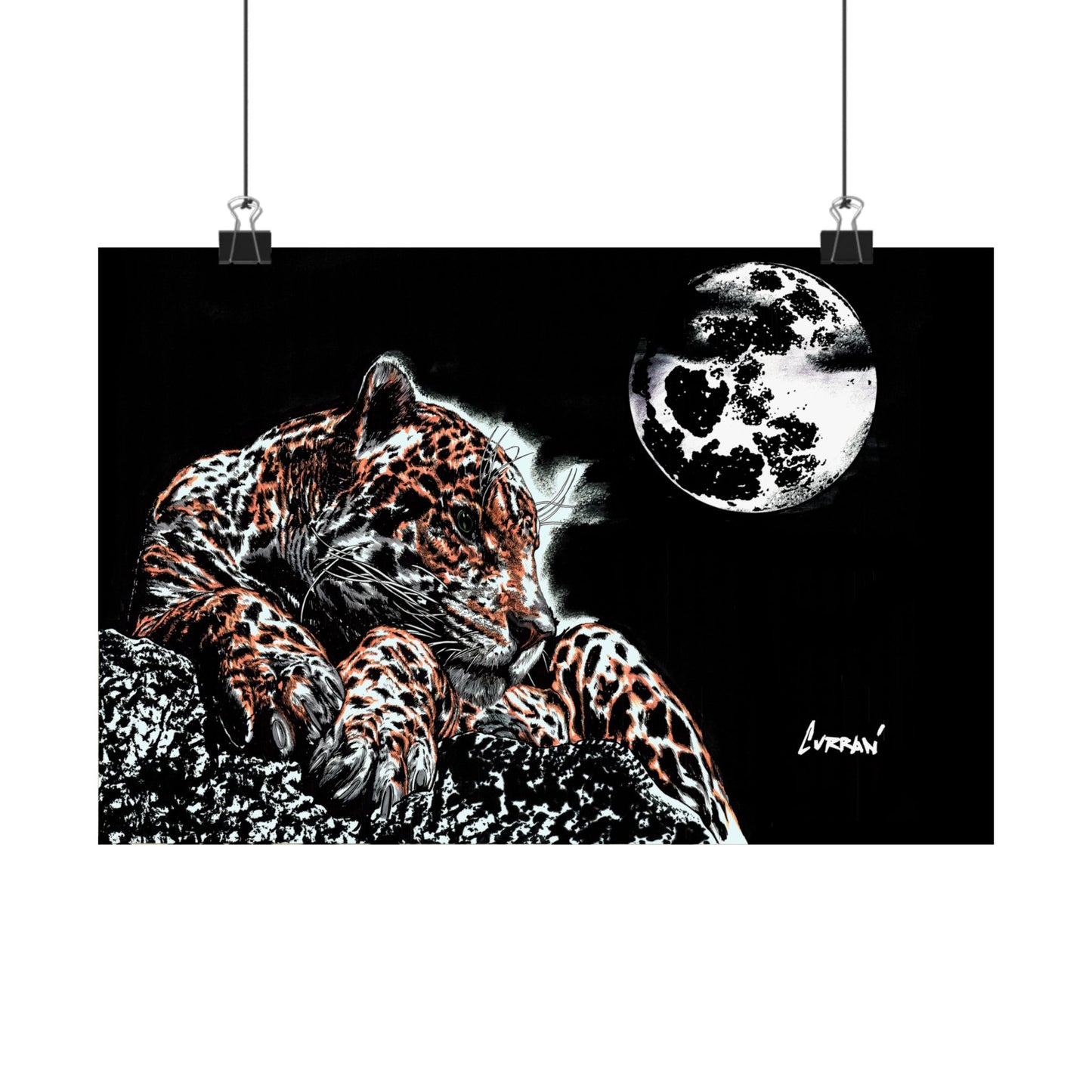 Majestic Leopard Satin Poster (300gsm) - Moonlit Wildlife Art