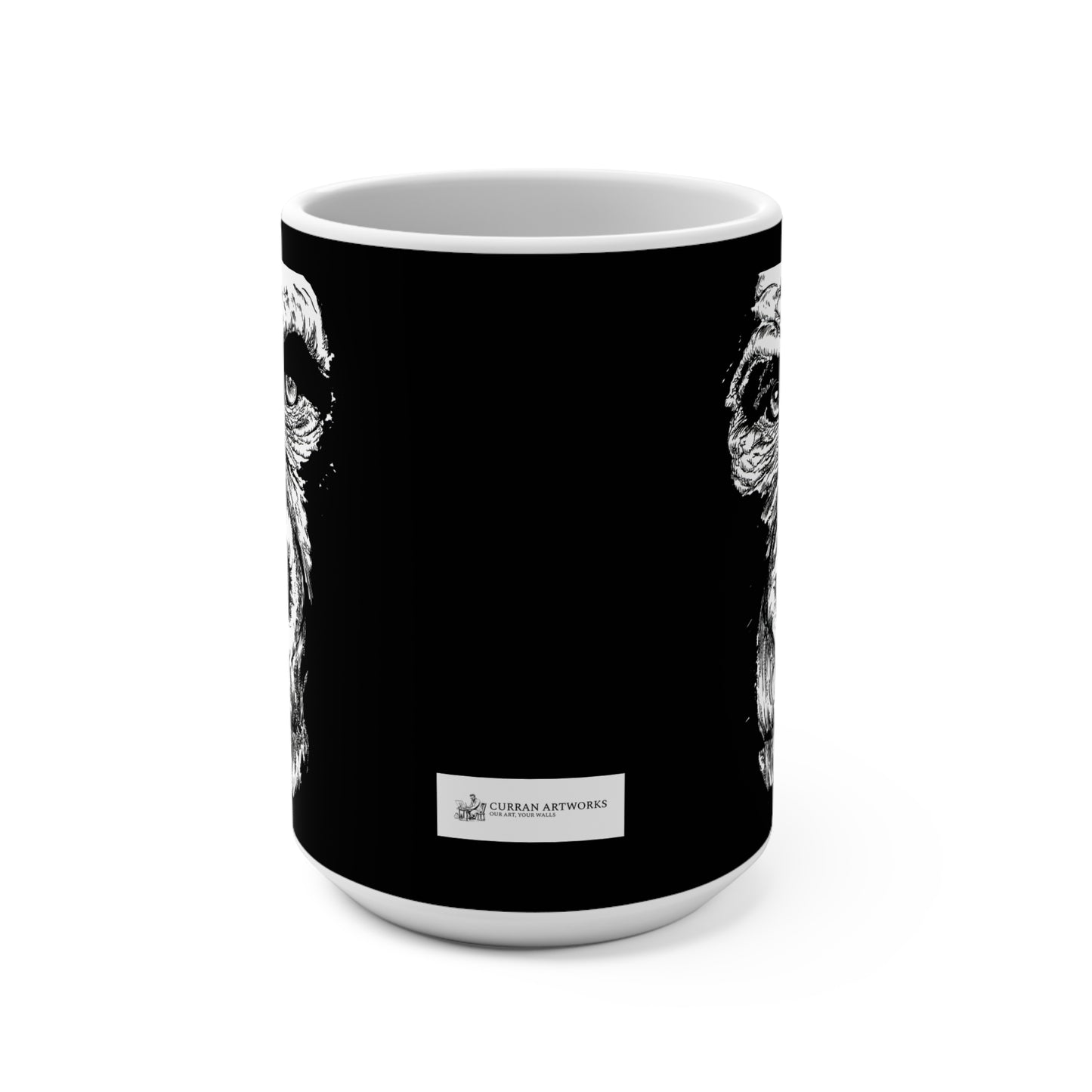 Gorilla Art Mug 15oz - Bold Black Design for Wildlife Lovers