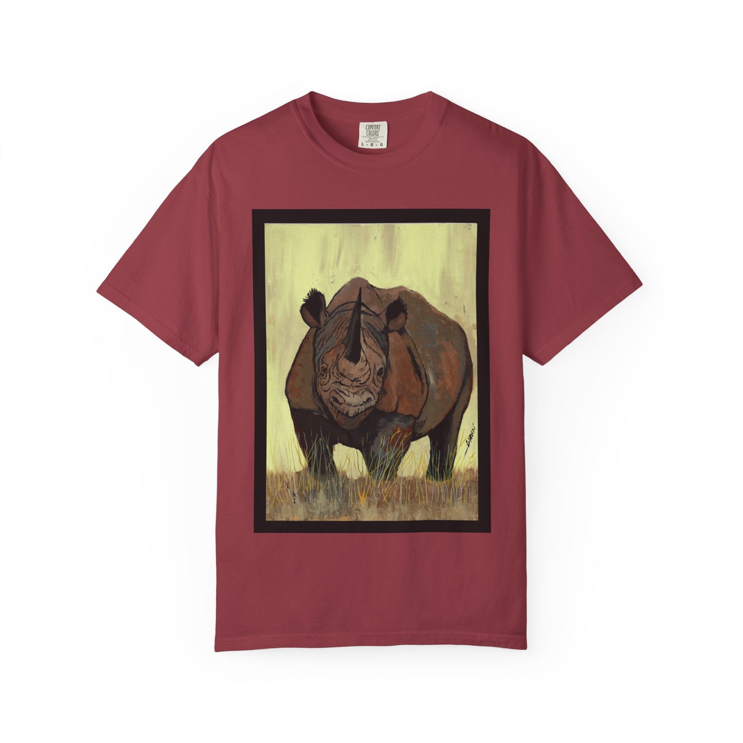 Wildlife Rhinos Unisex Garment-Dyed T-Shirt - Eco-Friendly Nature Art