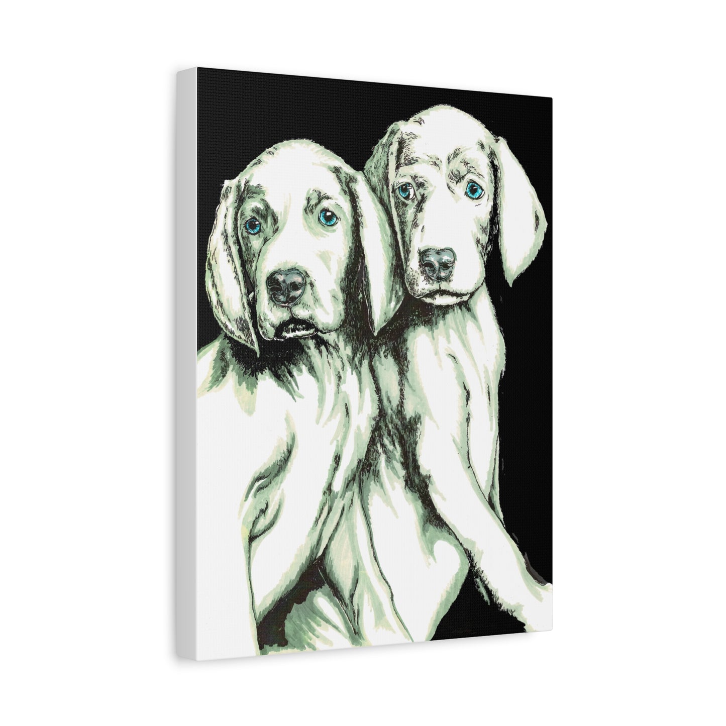 Two Puppies Art Canvas Print - Stretched Wall Decor