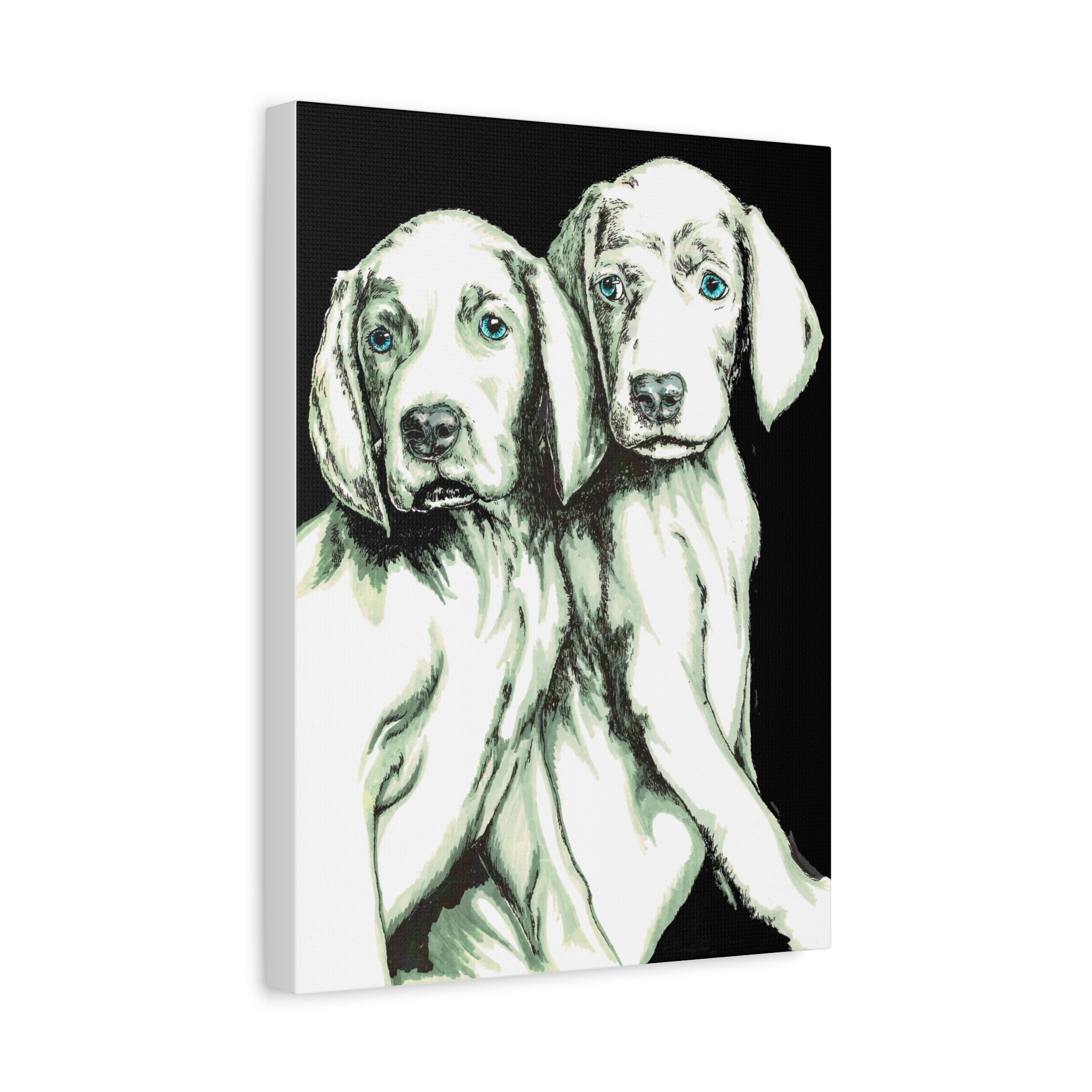 Two Puppies Art Canvas Print - Stretched Wall Decor
