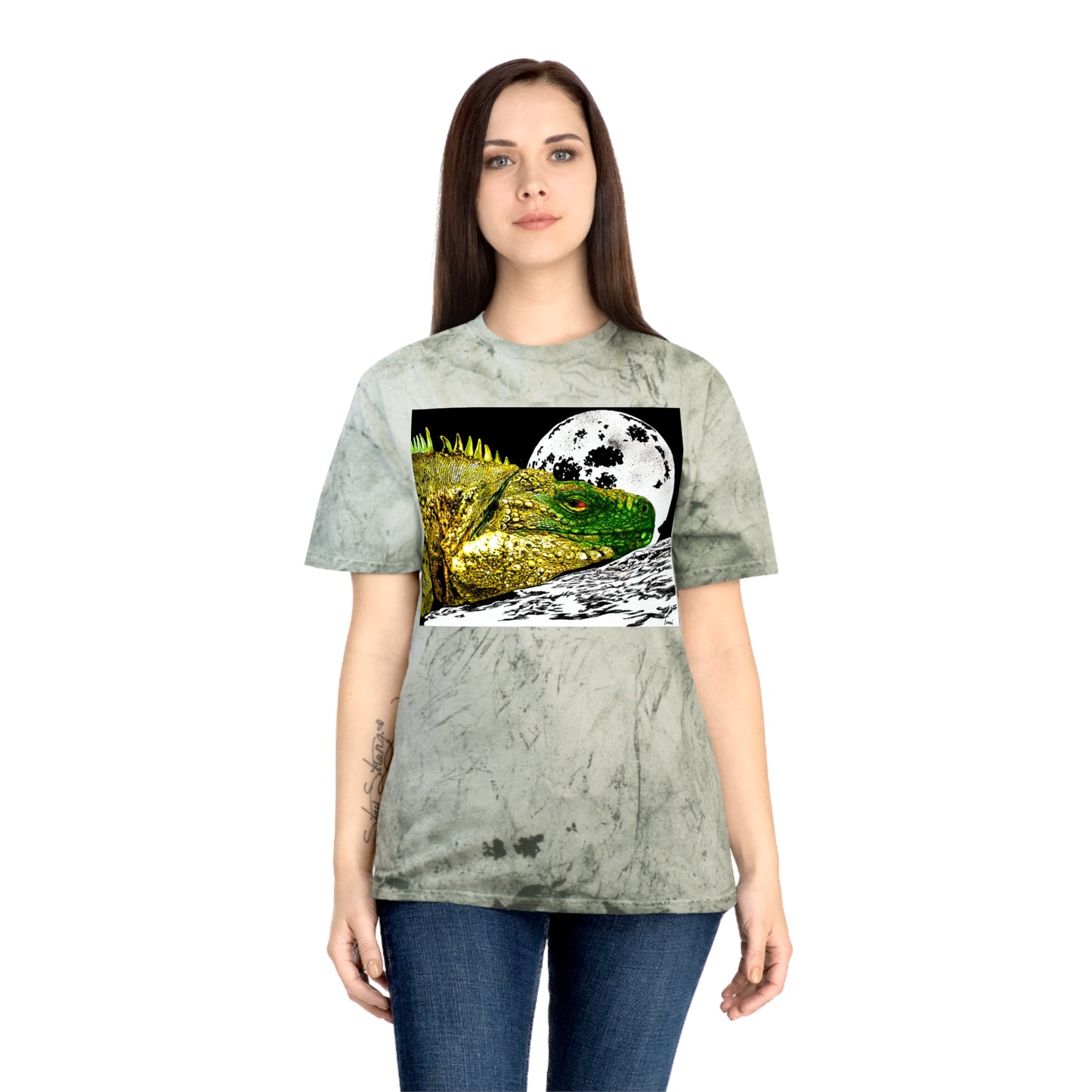 Reptile Moonlight T Shirt Hand Drawn Color Blast Design