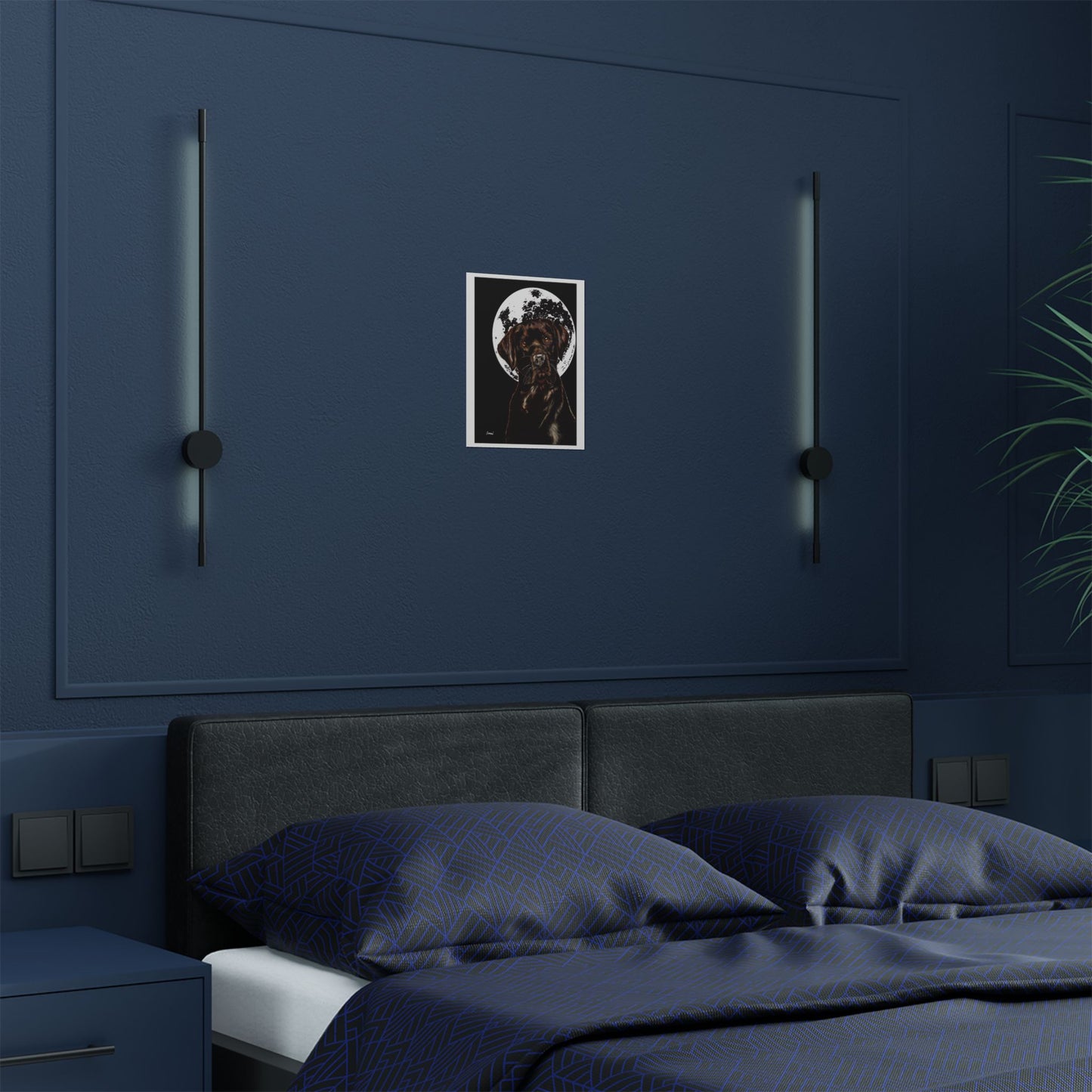 Chocolate Lab Dog Moonlight Satin Poster