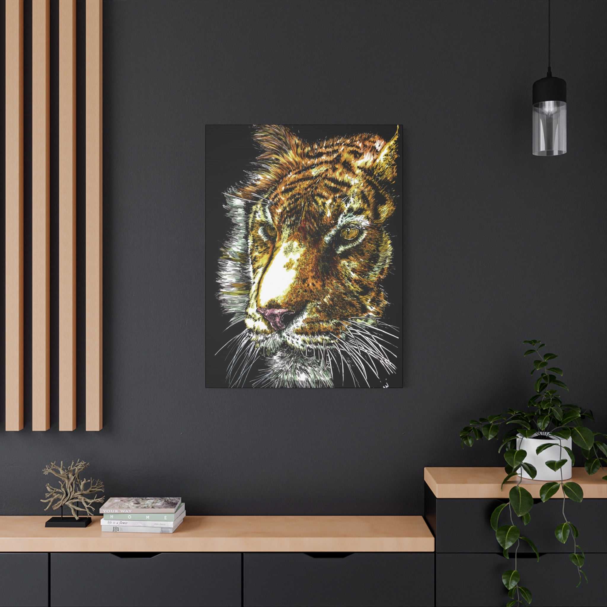 Transform your space with our stunning Tiger Wall Art Canvas Print of the Original, hand drawn wall art of a Tiger. Elevate your decor now!