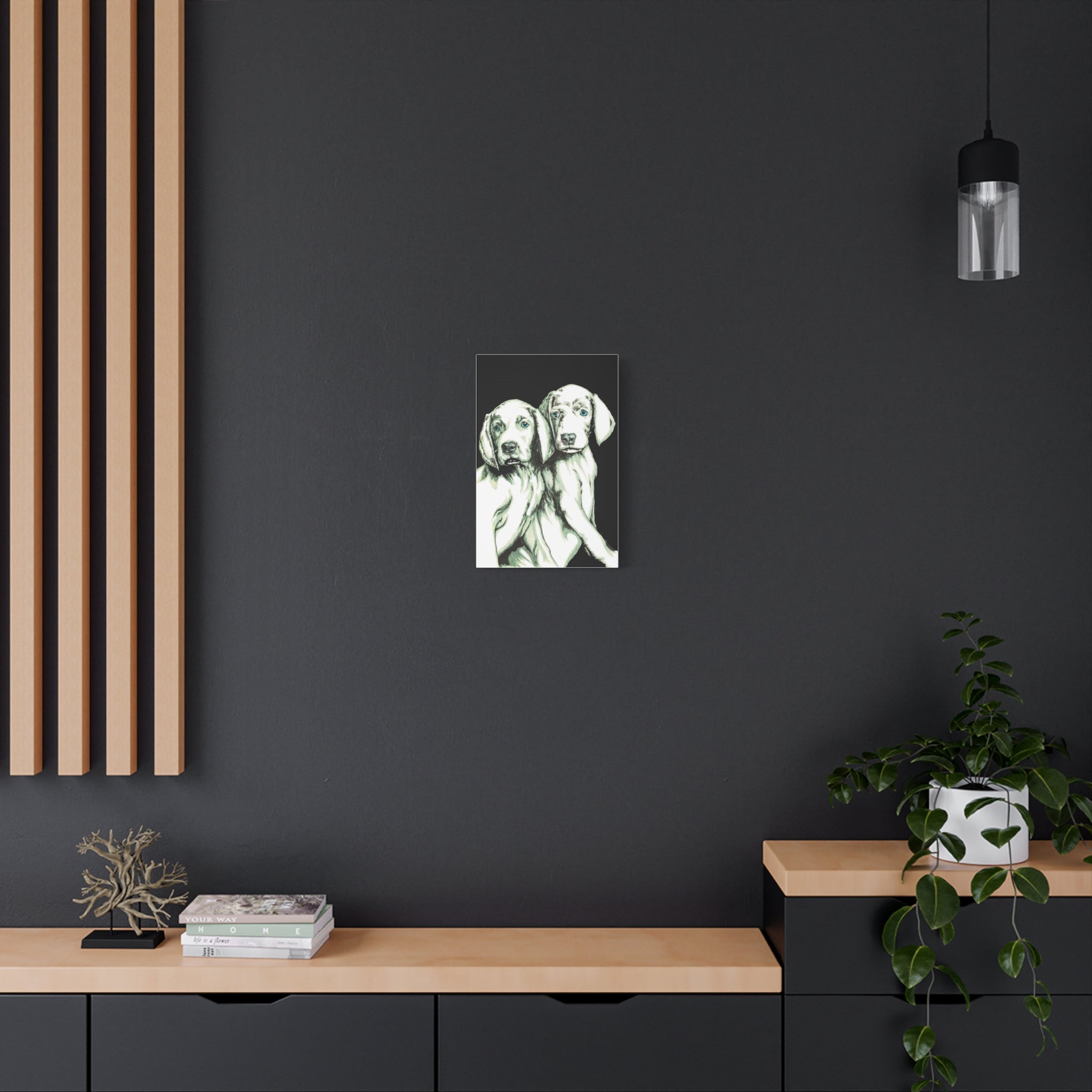 Two Puppies Art Canvas Print - Stretched Wall Decor