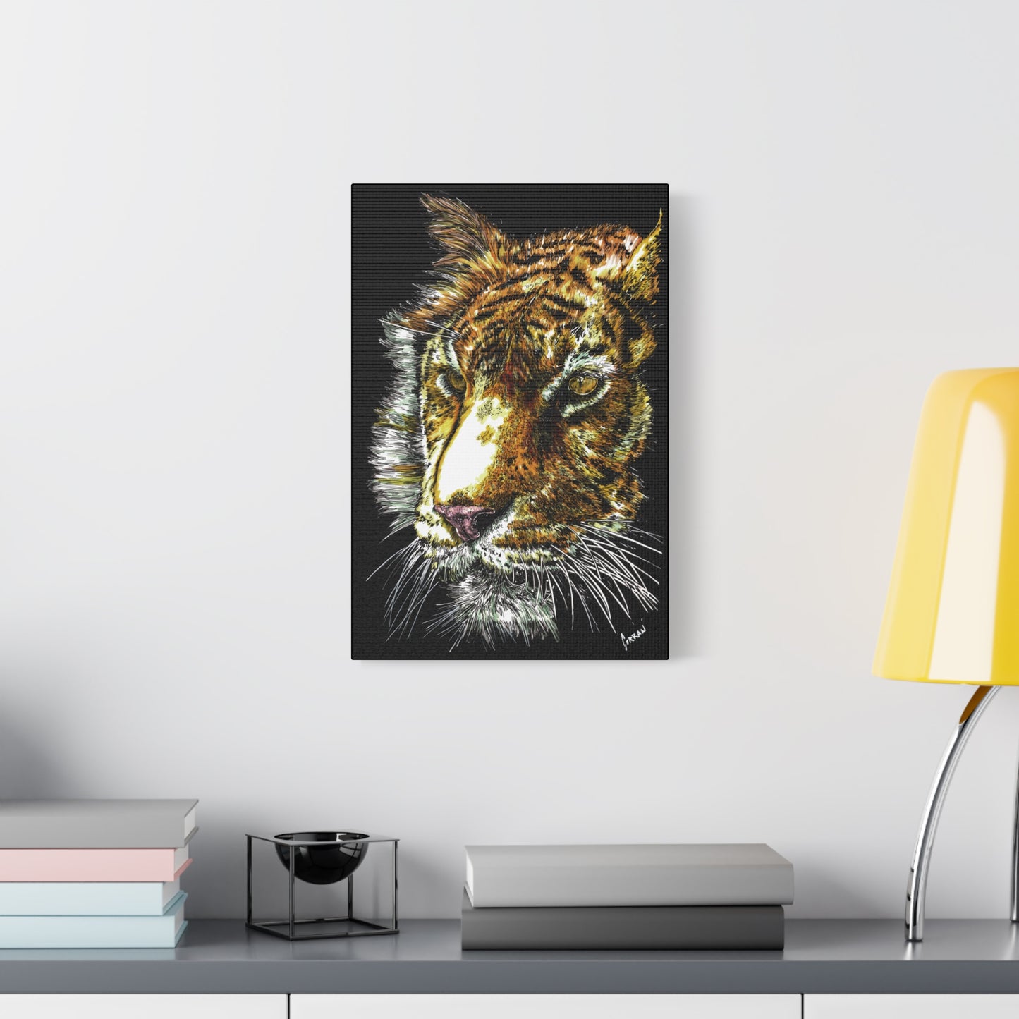 Tiger Wall Art Canvas Print of the Original, hand drawn wall art of a Tiger
