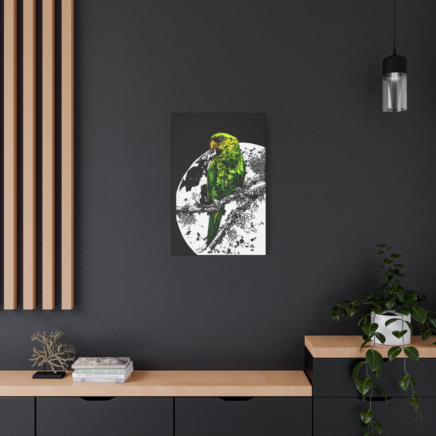 Green Parrot Wall Art Print - Matte Canvas, Stretched,