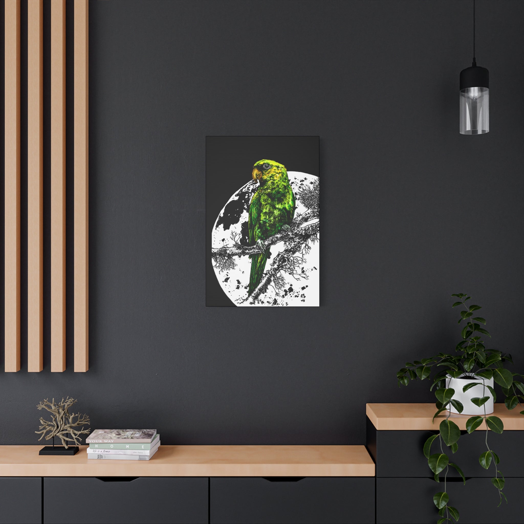 Green Parrot Wall Art Print - Matte Canvas, Stretched,