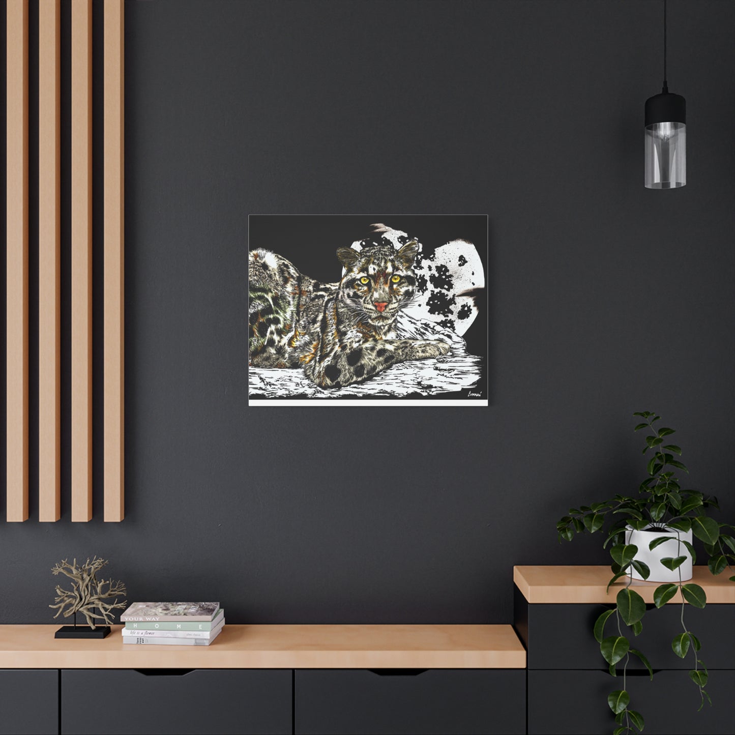 Leopard Canvas Art – Original Hand-Drawn Realistic and Detailed Big Cat Illustration printed on Matte Canvas, Stretched, 1.25"