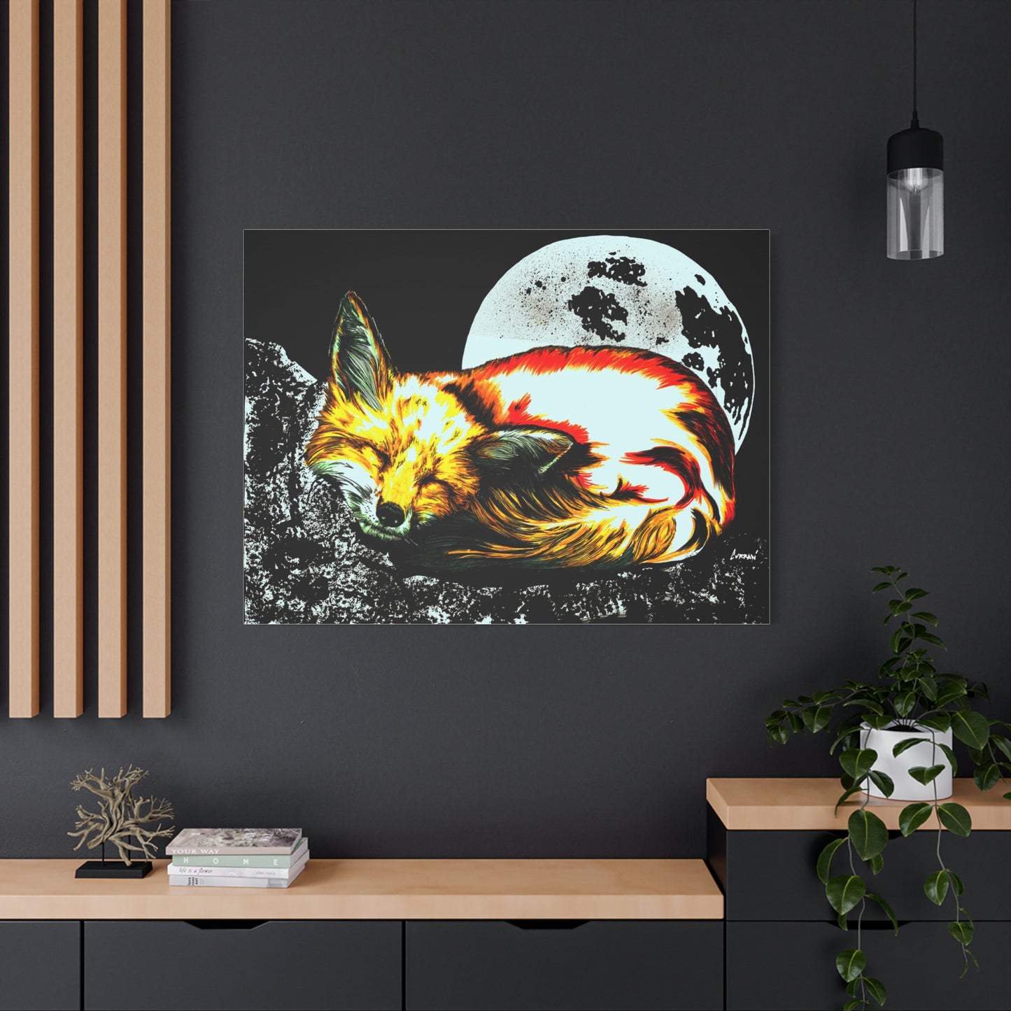 Red Fox Art Print of my Original hand drawn art printed on stretched canvas of a Red Fox
