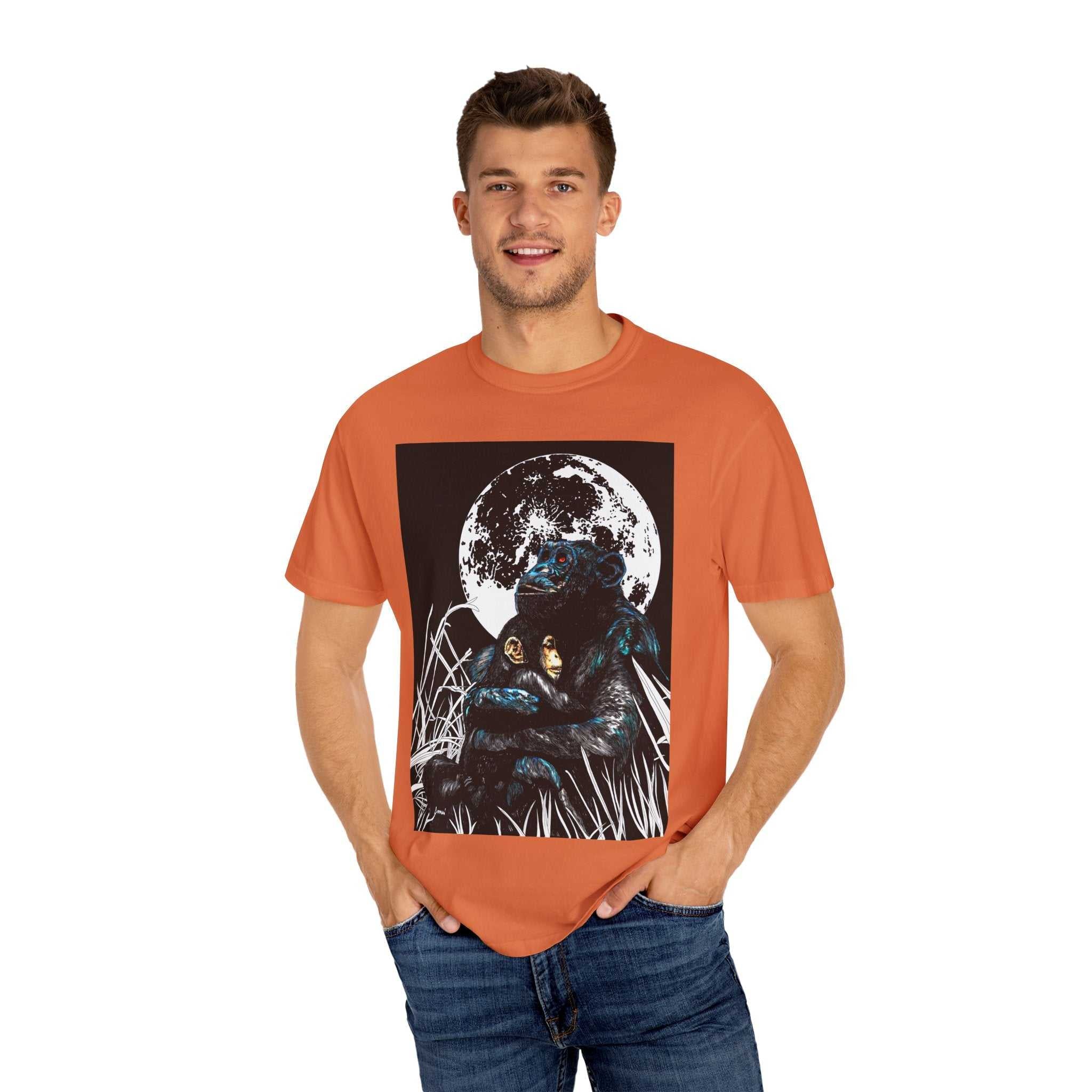Moonlit Gorilla and Child Unisex Garment-Dyed T-Shirt