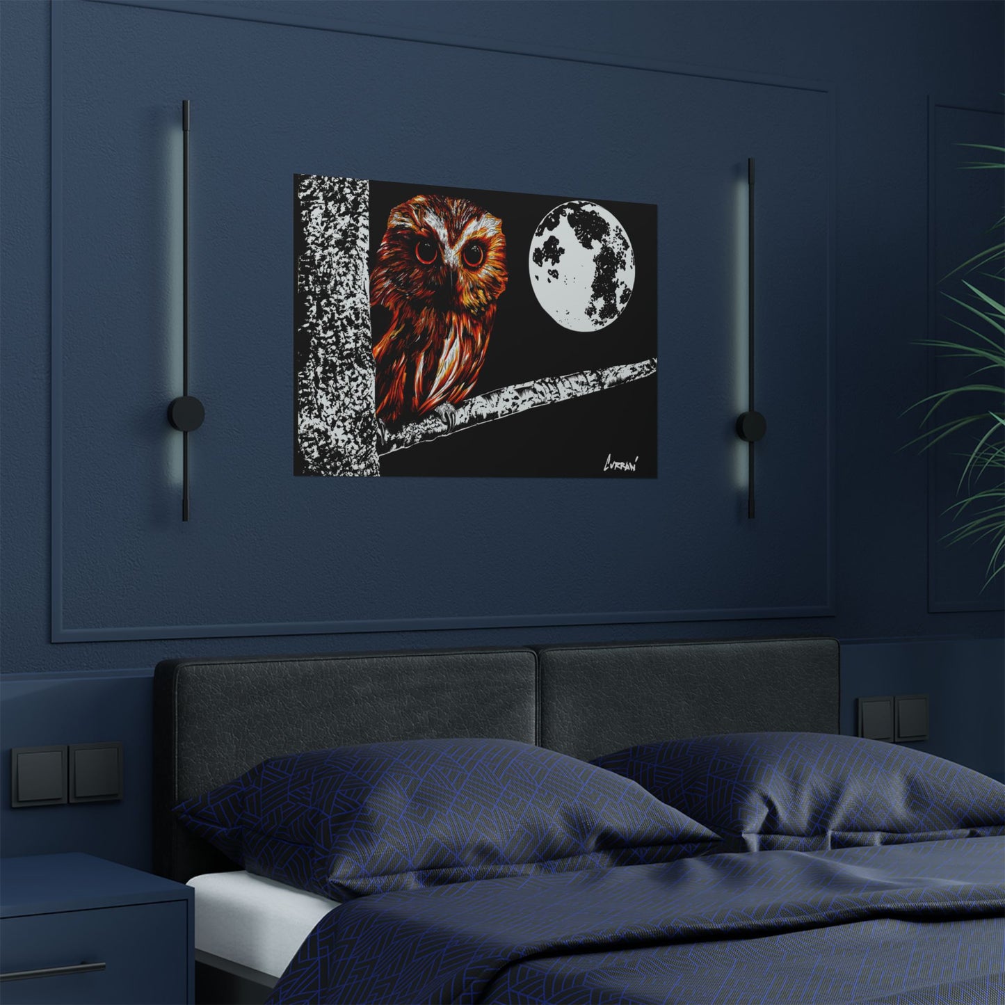 Mystical Owl Satin Poster | 300gsm Wall Art for Nature Lovers