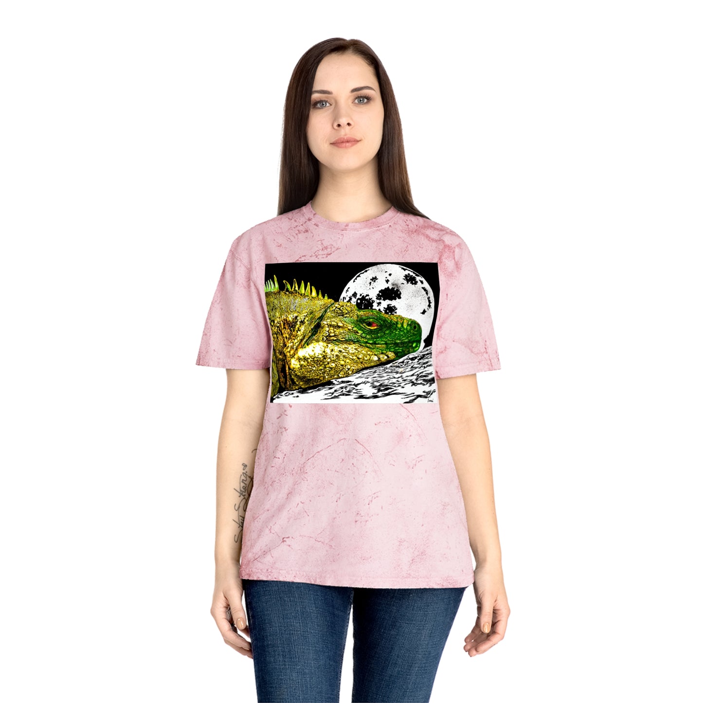 Reptile Moonlight T Shirt Hand Drawn Color Blast Design
