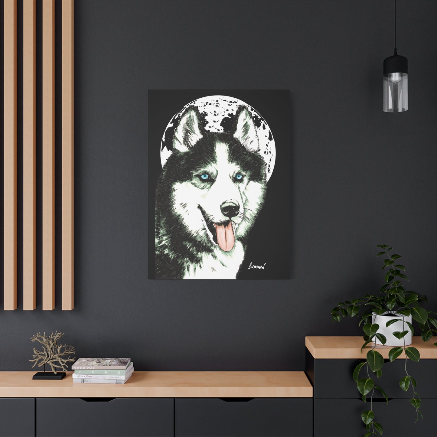 Siberian Husky Canvas Wall Art - Moonlit Dog Decor
