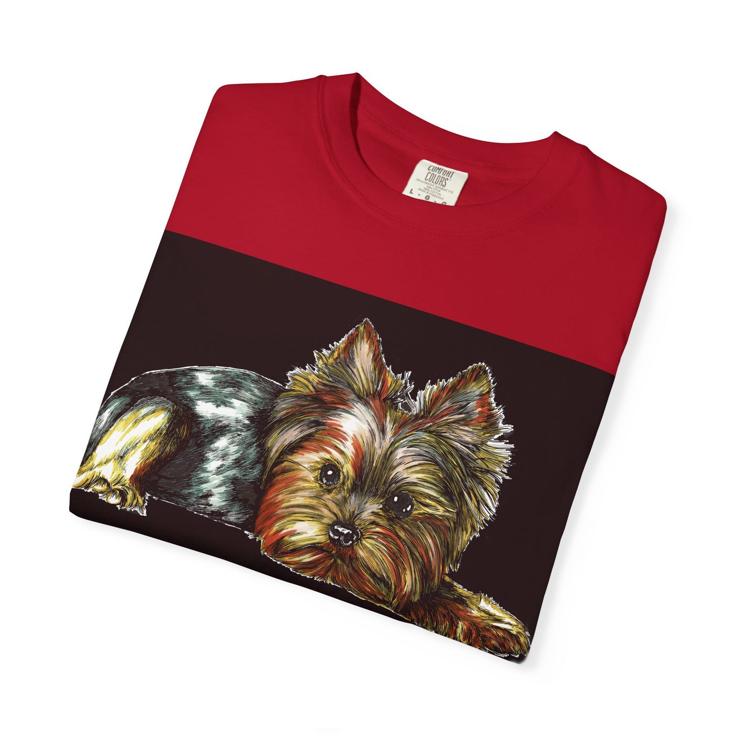 Yorkie Terrier Unisex Garment-Dyed T-Shirt – Original Hand-Drawn Art