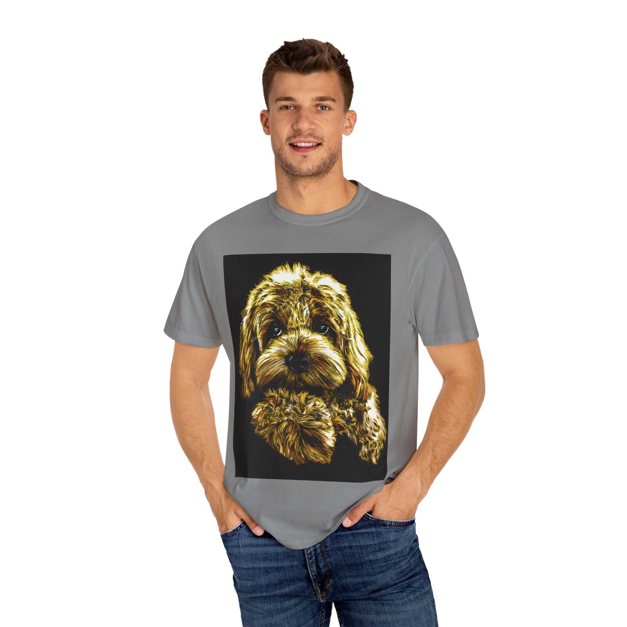 Experience the vibrant colors of our Puppy Color Blast Unisex Garment-Dyed T-shirt and stand out from the crowd. Perfect for all dog lovers!