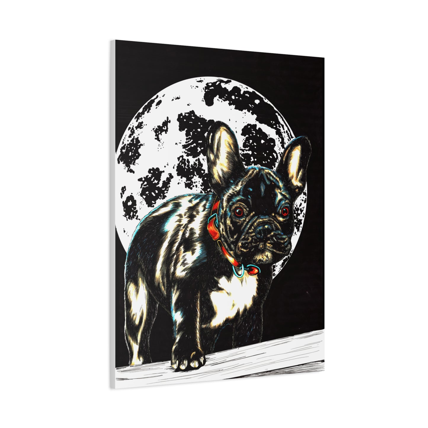 French Bulldog Moonlight Canvas Wall Art Print