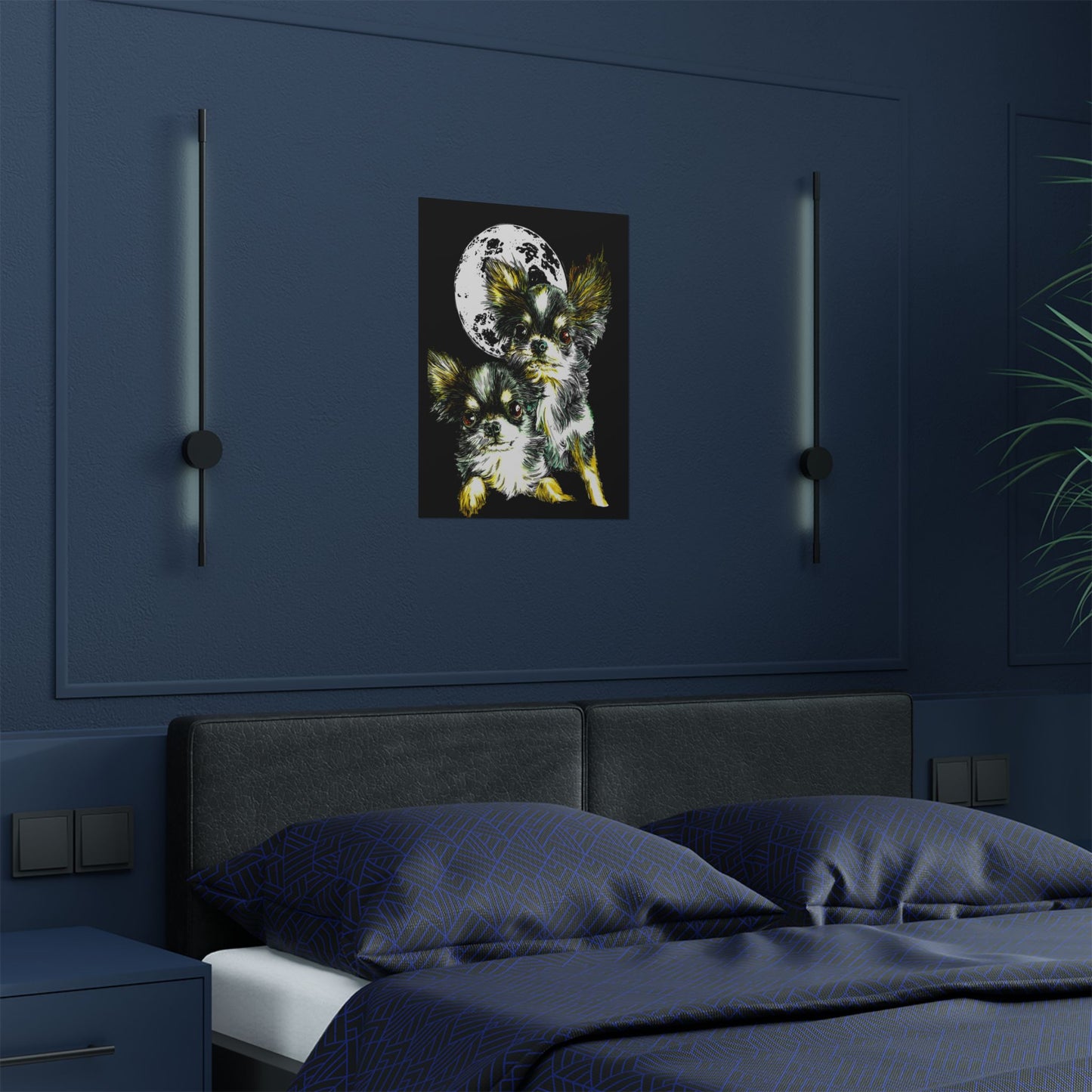 Chihuahua Moonlight Satin Poster - 300gsm Pet Art Decor