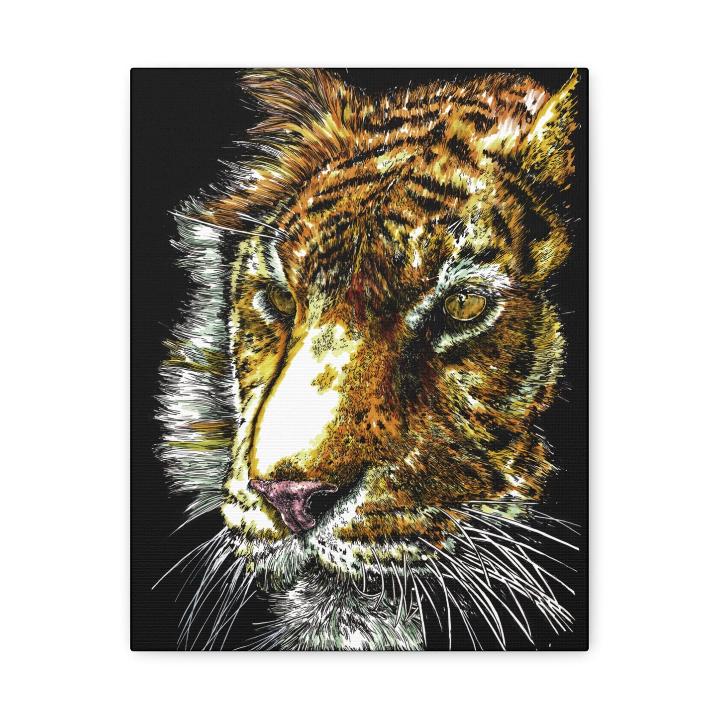 Tiger Wall Art Canvas Print of the Original, hand drawn wall art of a Tiger