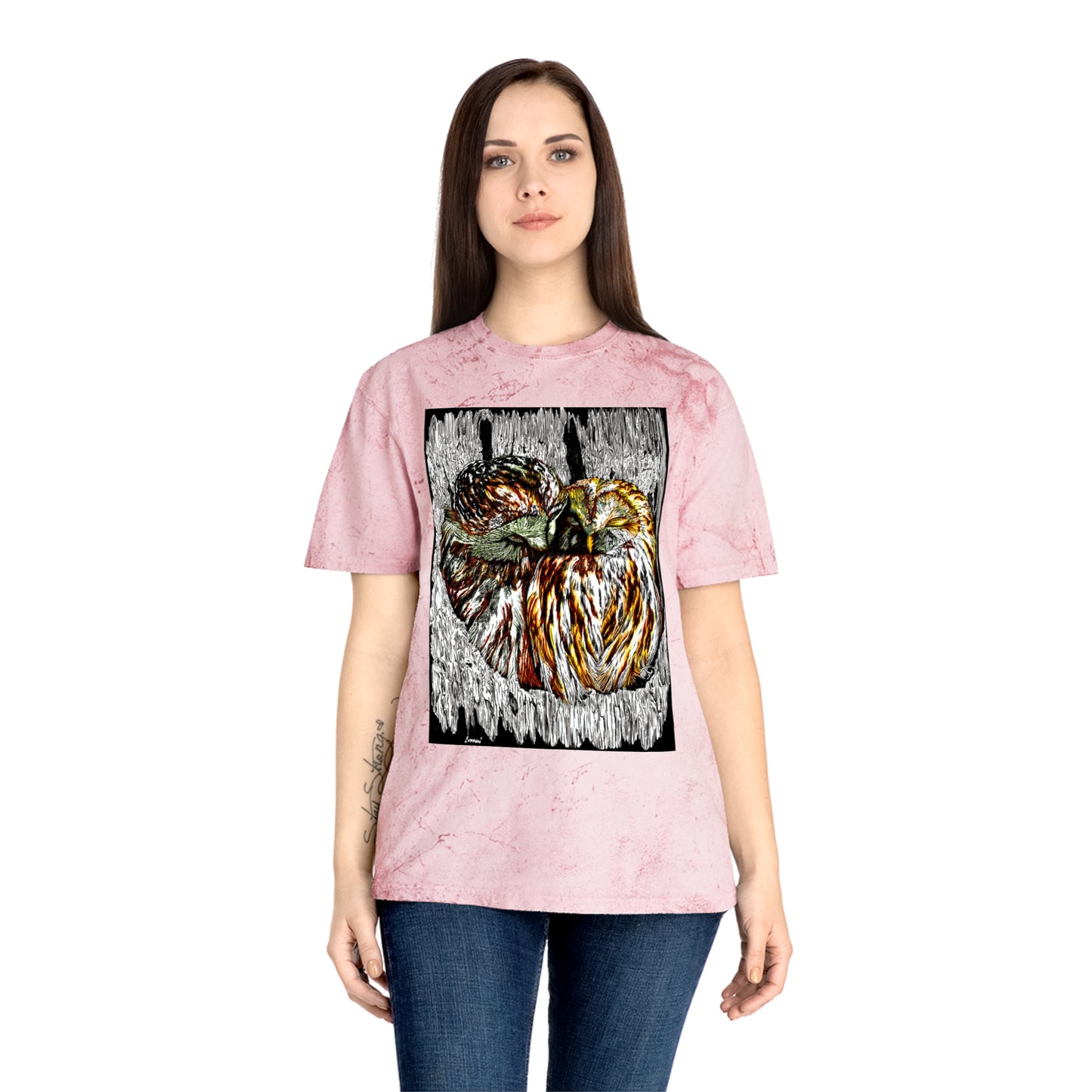 Two Owls in a Tree T-Shirt Original Hand Drawn Art