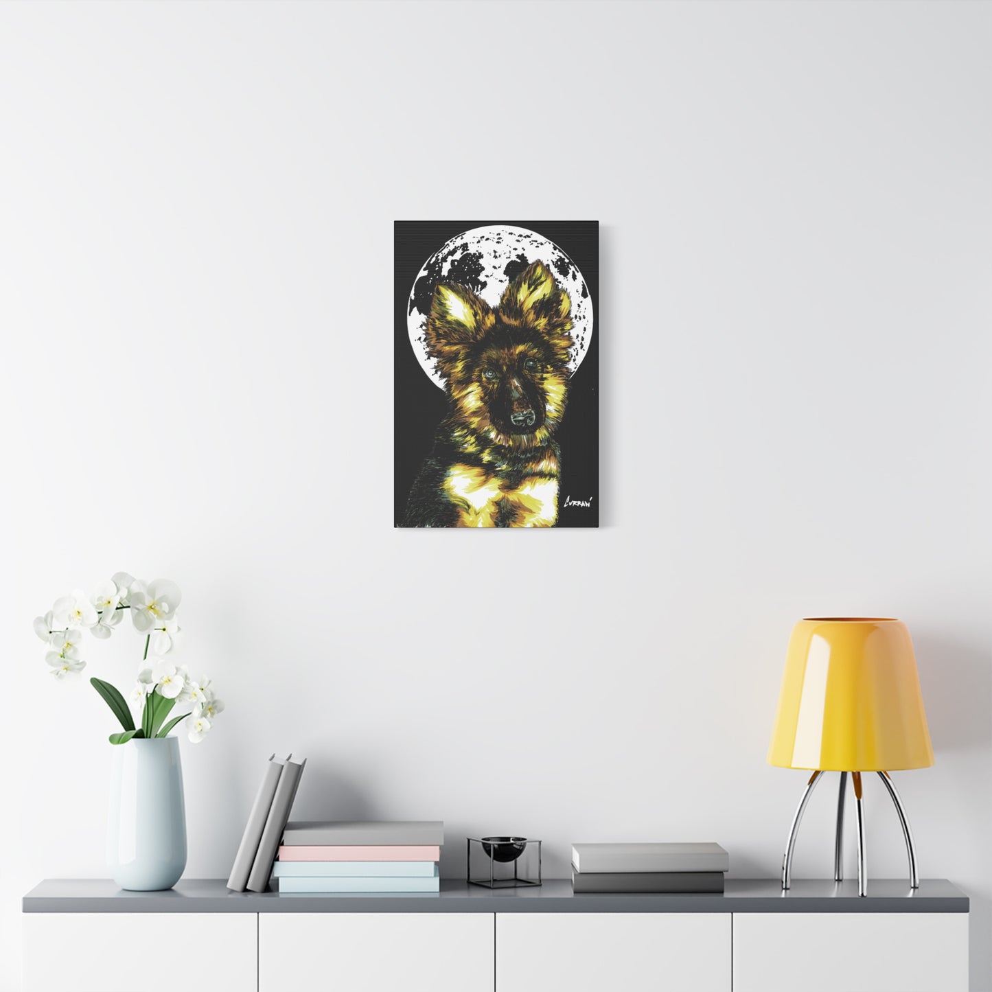 German Shepherd Puppy Print, Hand-Drawn Dog Art,