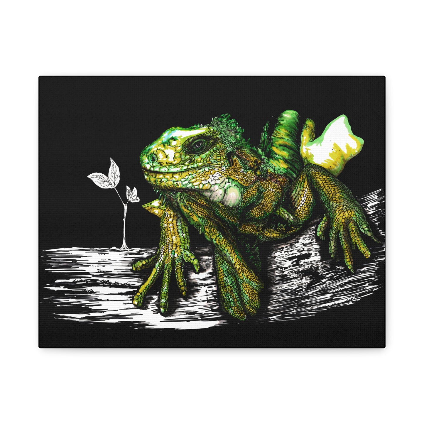Iguana Print, Hand-Drawn Reptile Art, Lizard Wall Decor