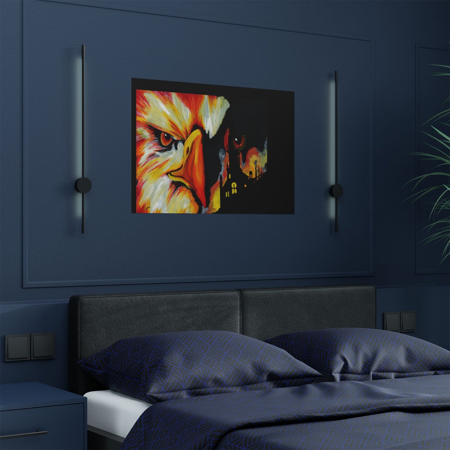 Phoenix Vibrant Satin Poster - Fierce Eagle Artwork