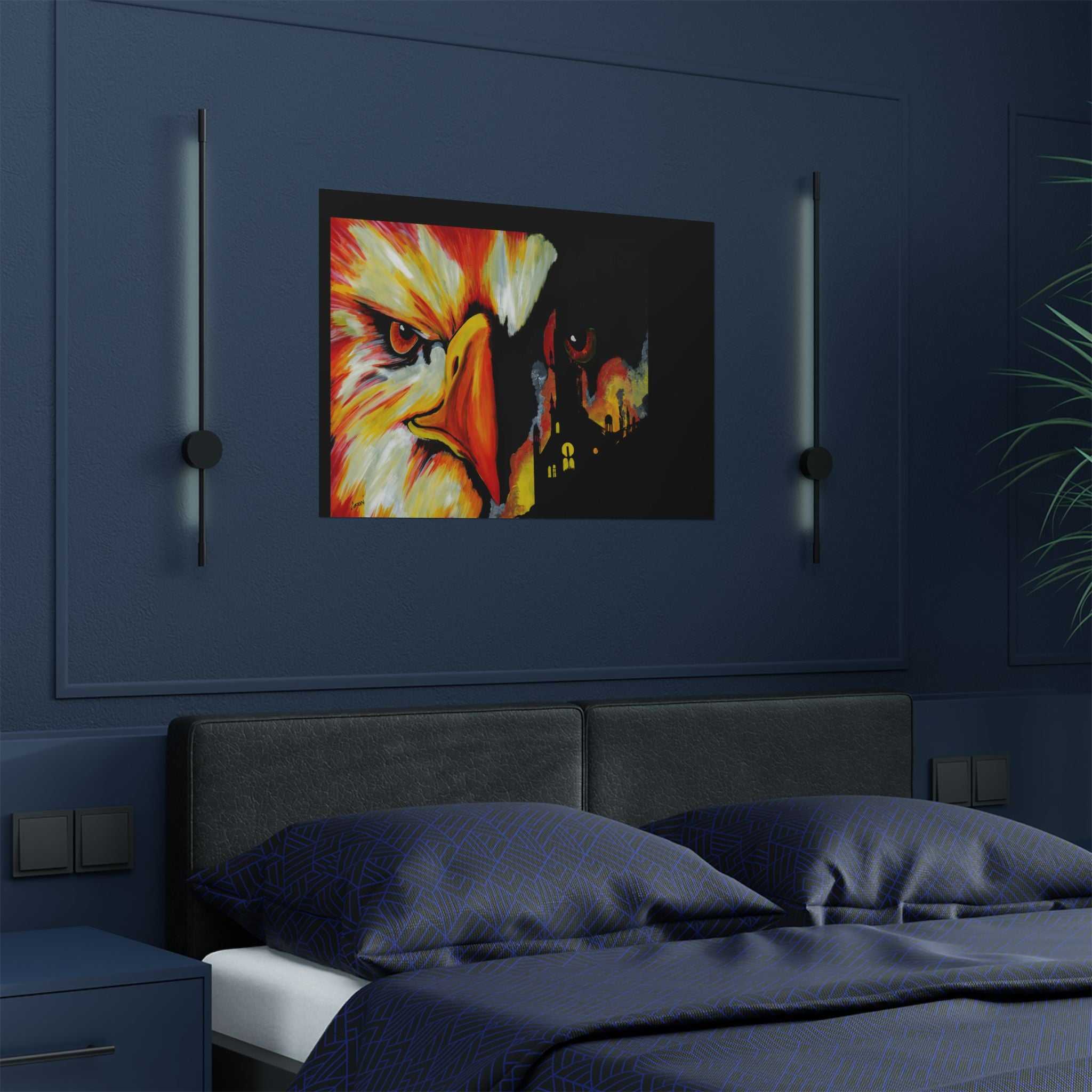 Phoenix Vibrant Satin Poster - Fierce Eagle Artwork