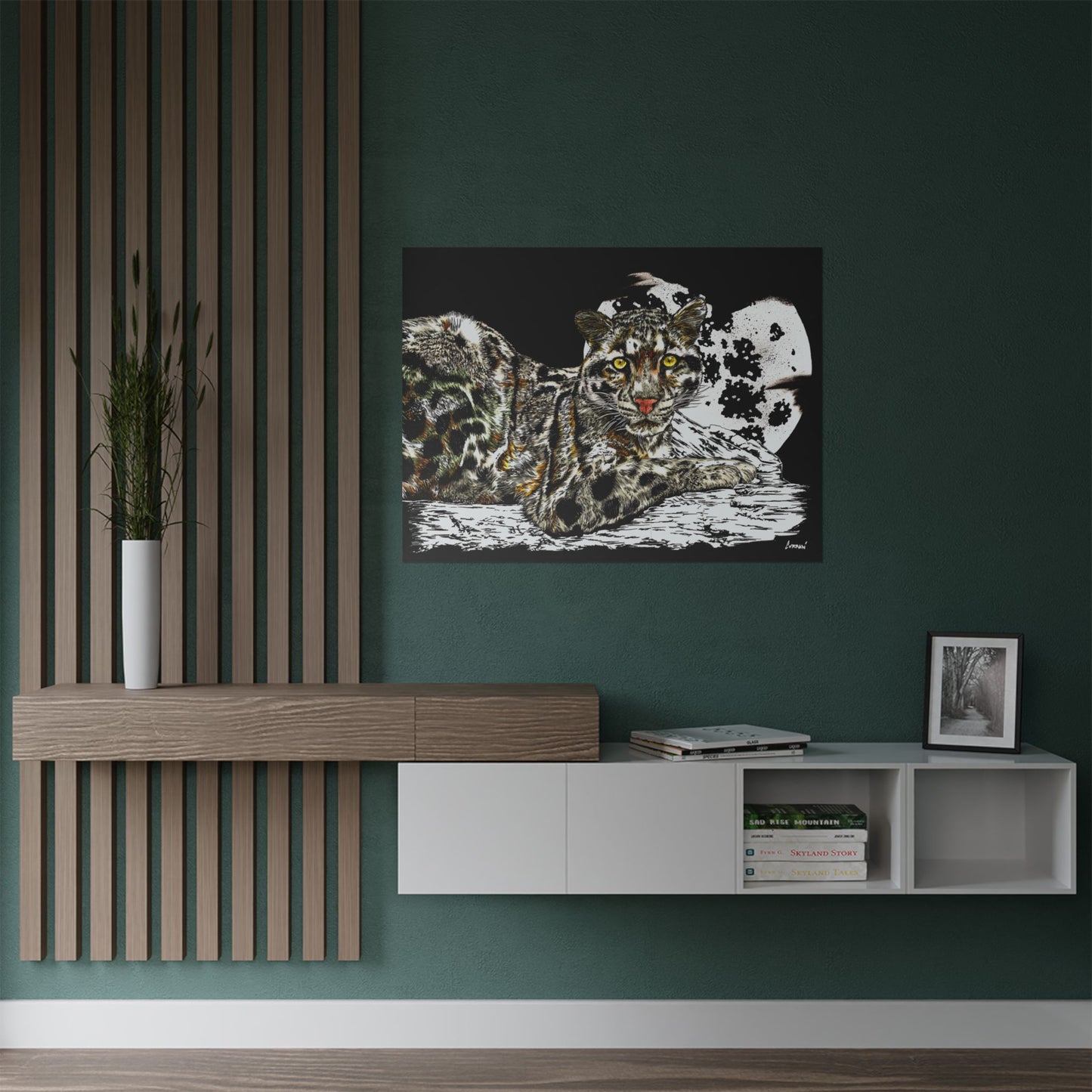 Majestic Snow Leopard Satin Poster – 300gsm Art Print for Wildlife Lovers