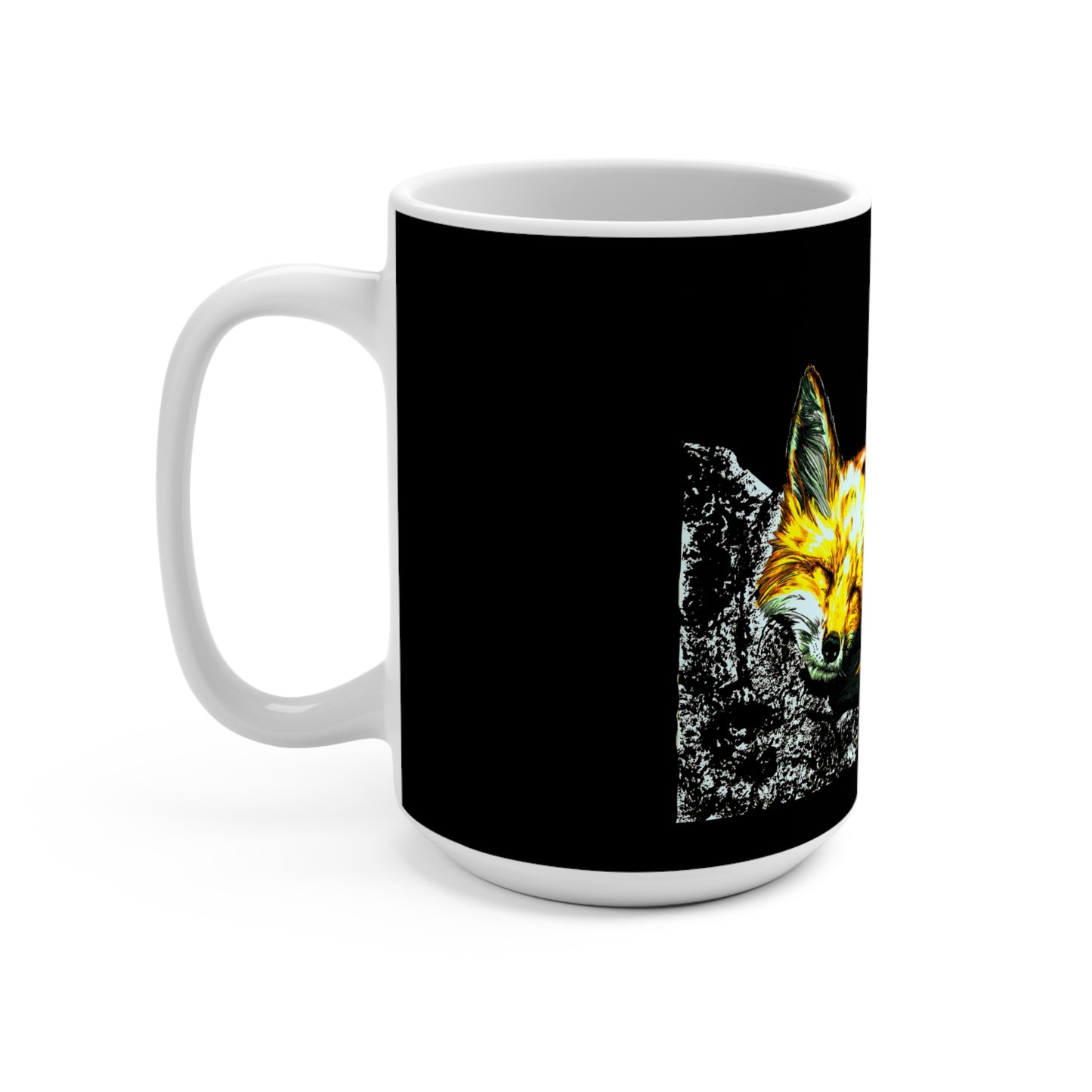 Red Fox Moon Art Mug - 15oz Coffee Cup for Animal Lovers