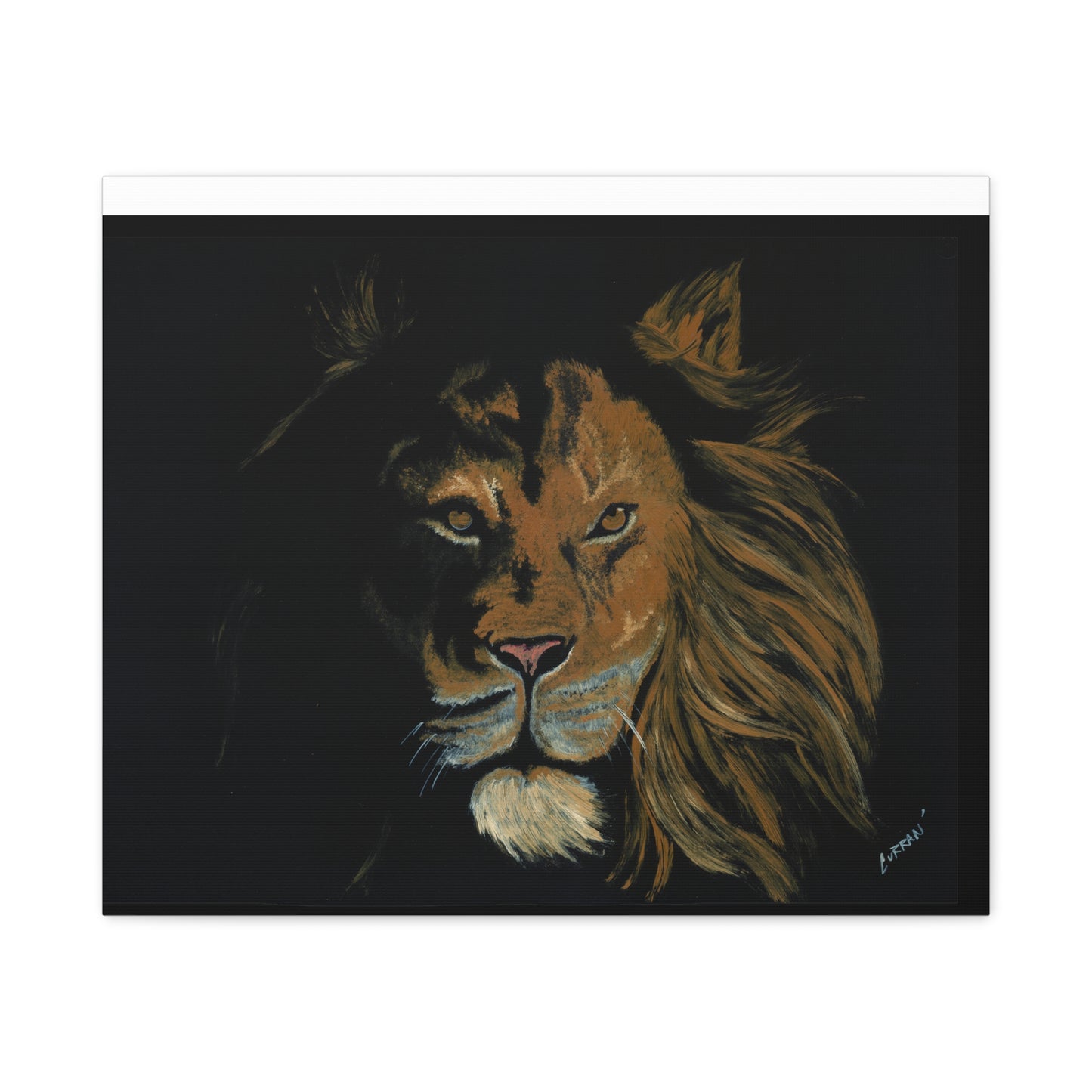 Lion Canvas Art – Original Hand-Painted Realistic and Detailed Big Cat Portrait printed on Matte Canvas, Stretched, 1.25"