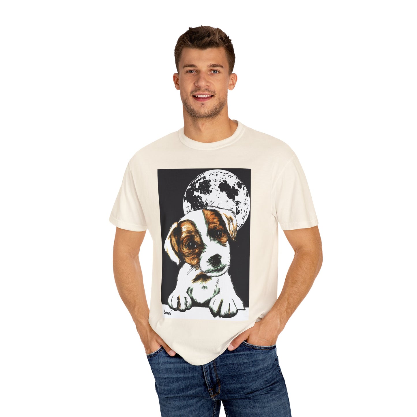 Moonlit Beagle Puppy Unisex Garment-Dyed T-shirt – Perfect for Animal Lovers