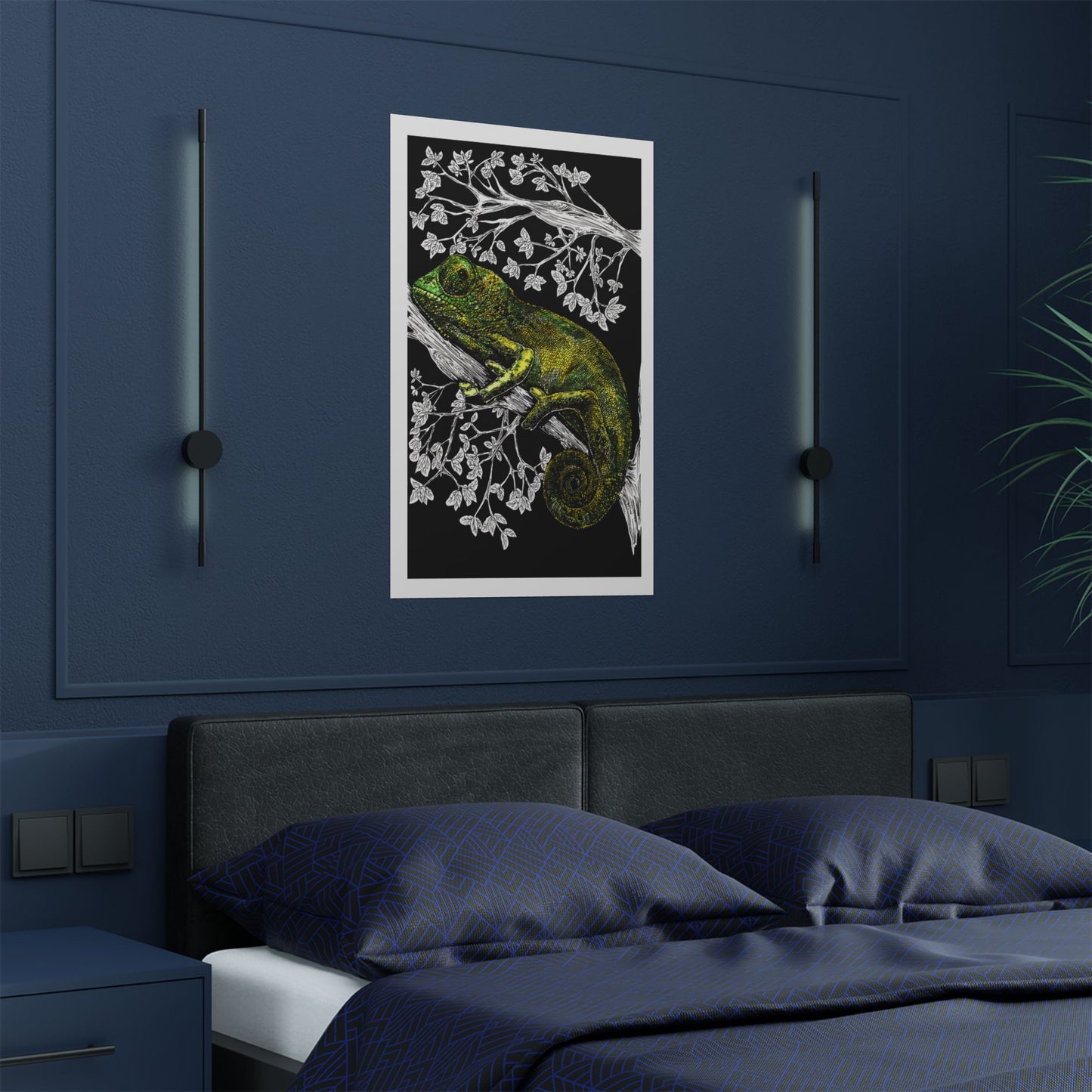 Vibrant Chameleon Satin Poster - 300gsm Wall Art for Nature Lovers