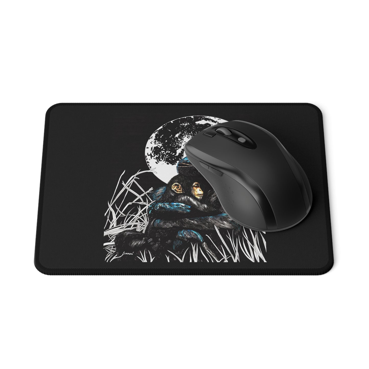 Moonlit Gorilla and Child Non-Slip Gaming Mouse Pad - Unique Animal Design