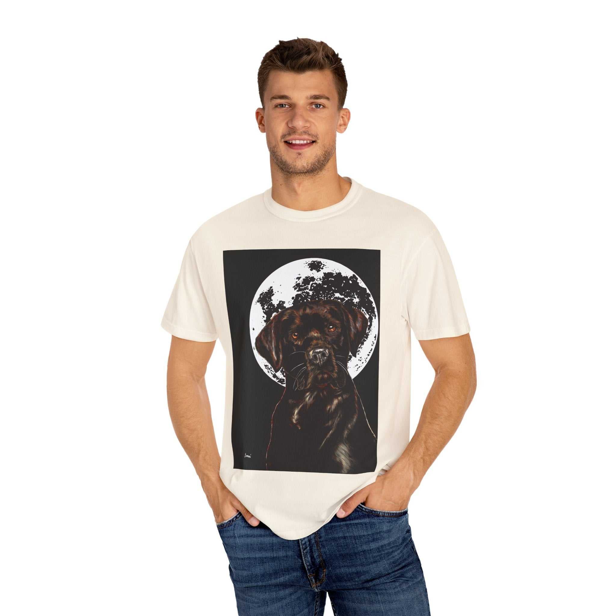 Moonlit Chocolate Lab Unisex Garment-Dyed T-Shirt